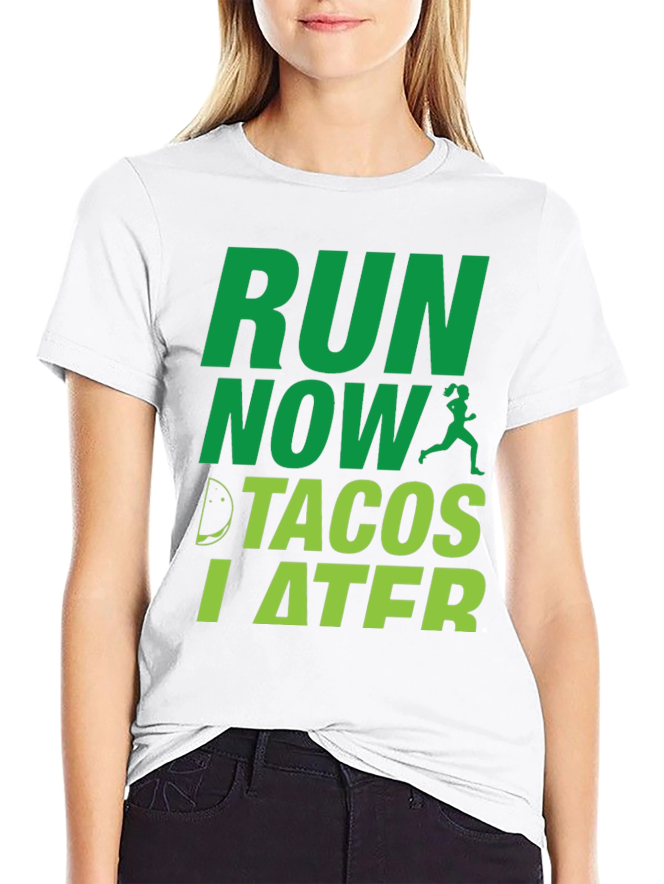 Black Run Now Tacos Later Funny Men's T-Shirt view 9