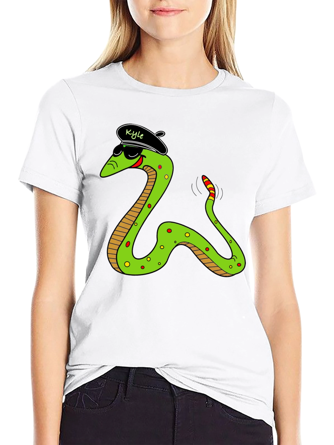 Black Cool Snake Graphic Tee - "Kyle" Beret view 9