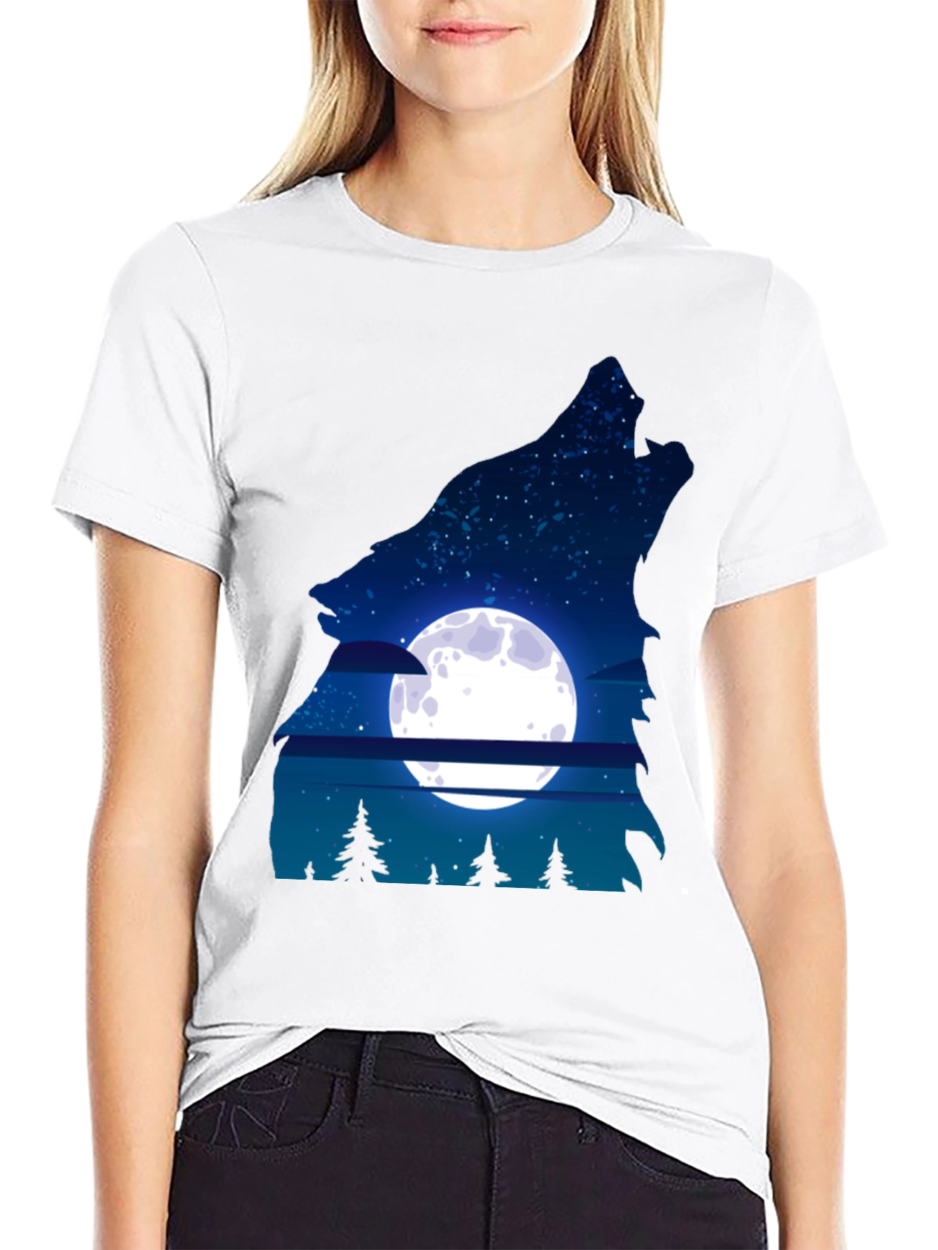 Black Wolf Moon Graphic Tee - Men's Black T-Shirt view 9