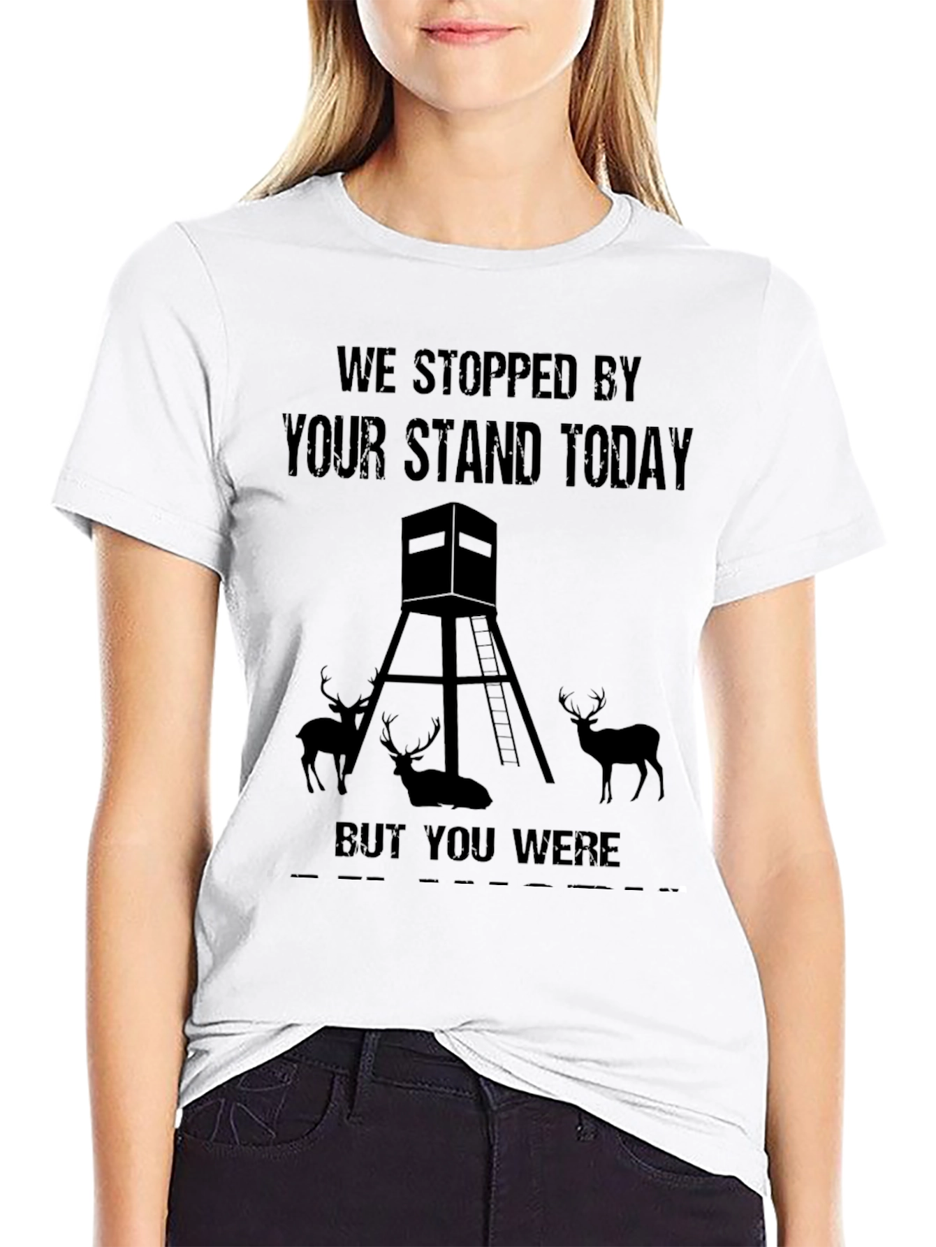 Black Funny Deer Hunting T-Shirt - We Stopped By view 9