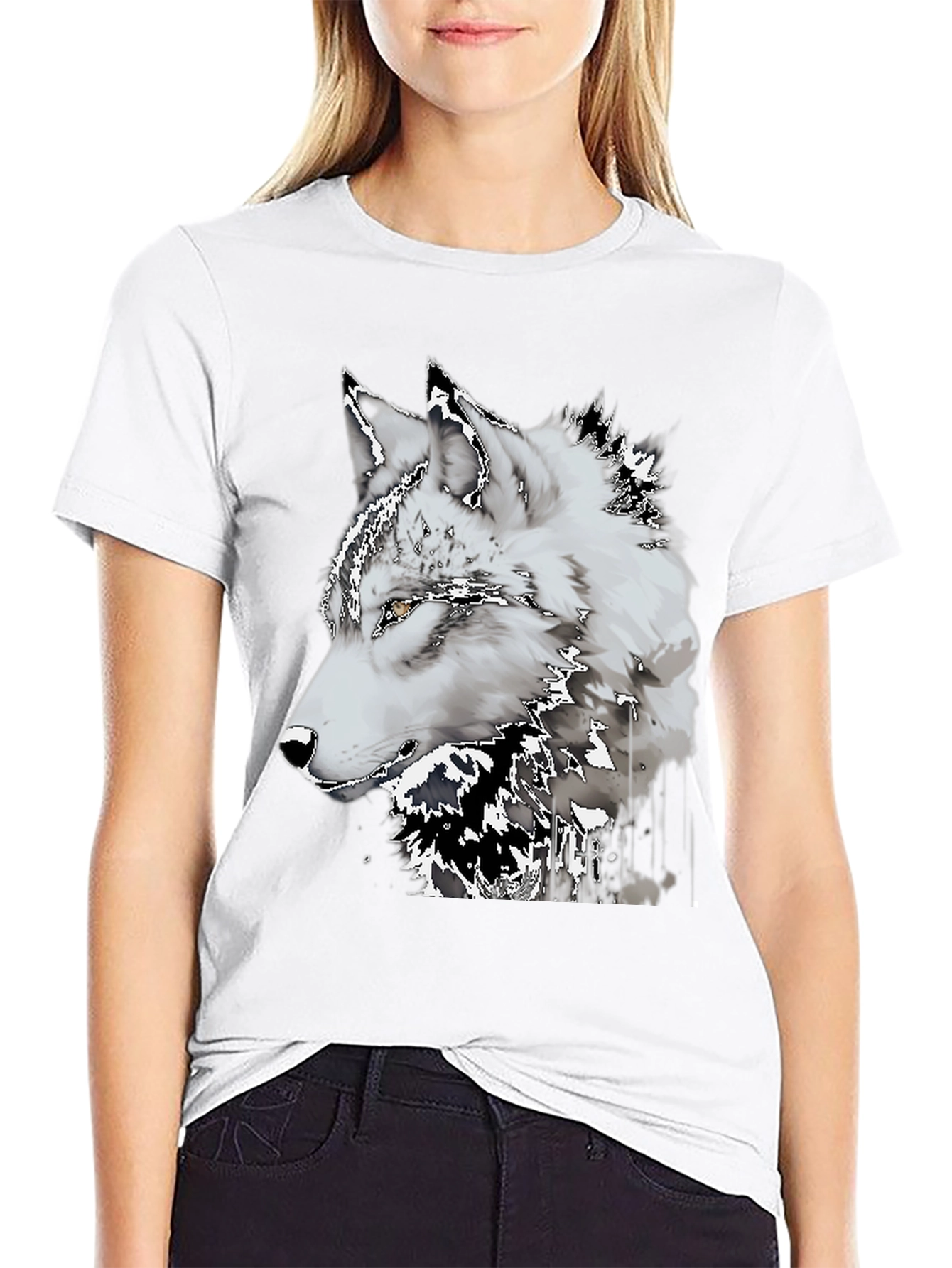 Black Wolf Graphic Tee - Black Short Sleeve Shirt view 9