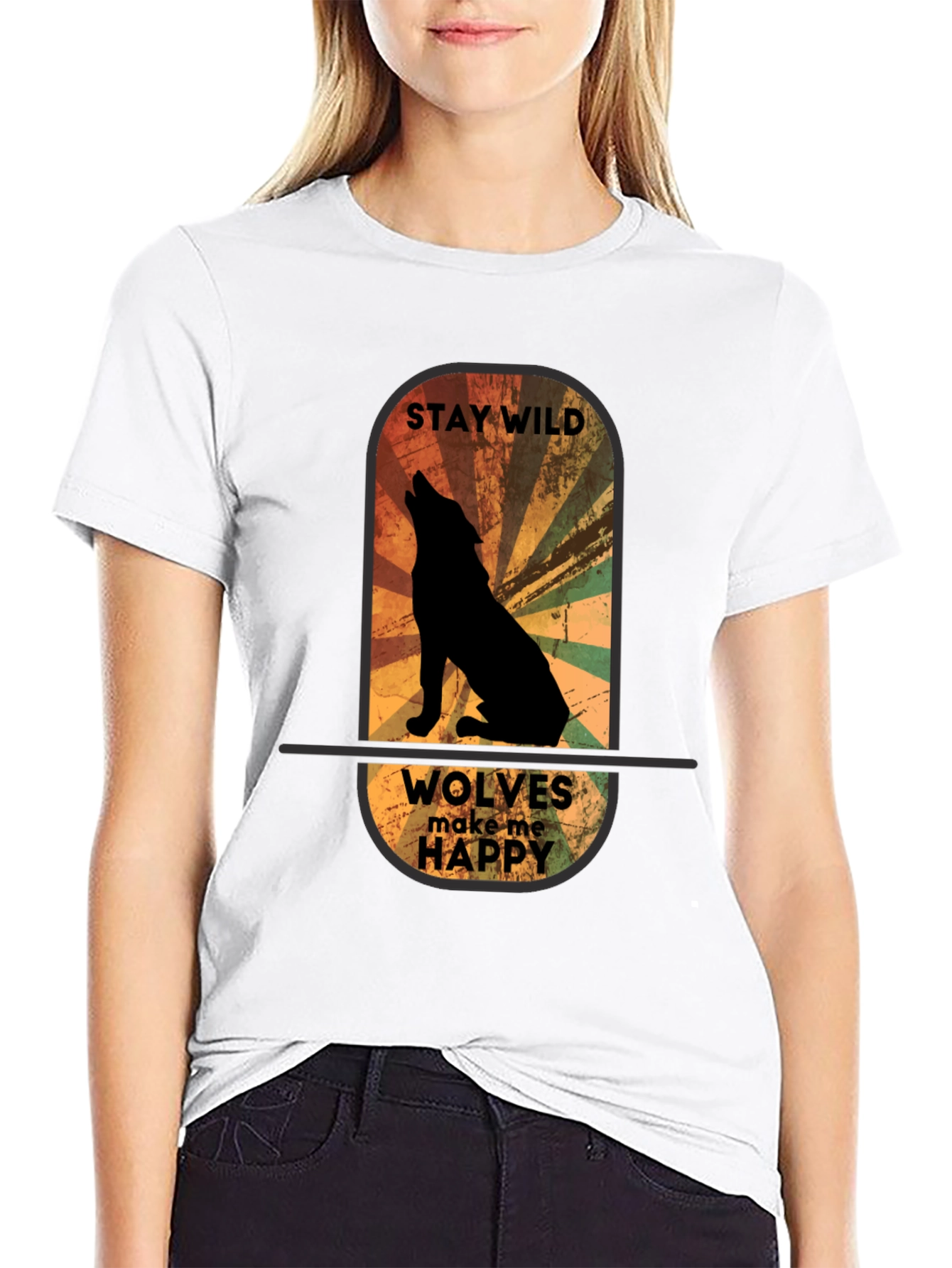 Black Stay Wild Wolves T-Shirt - Nature Lover Apparel view 9