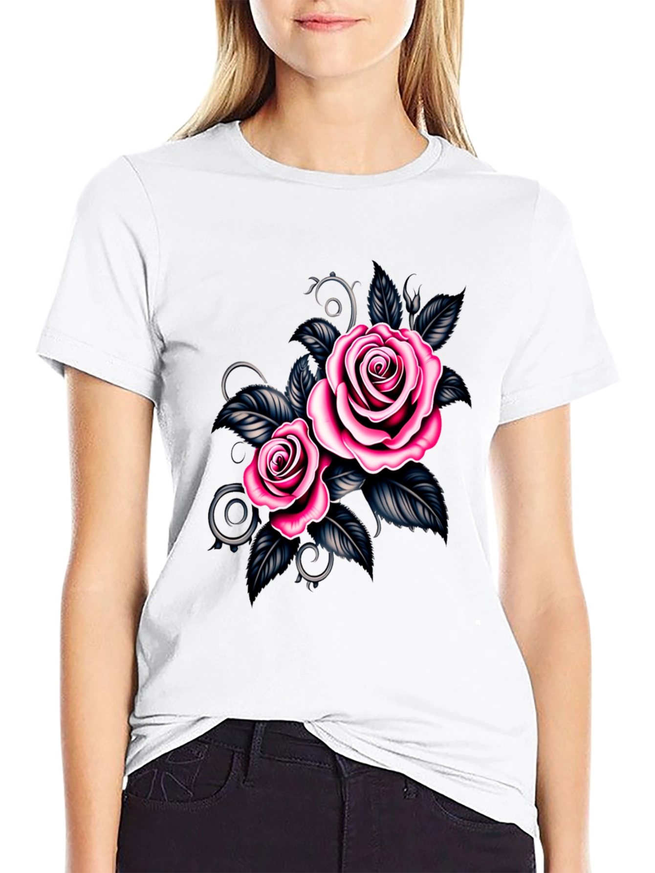 Black Rose Graphic Black T-Shirt view 9