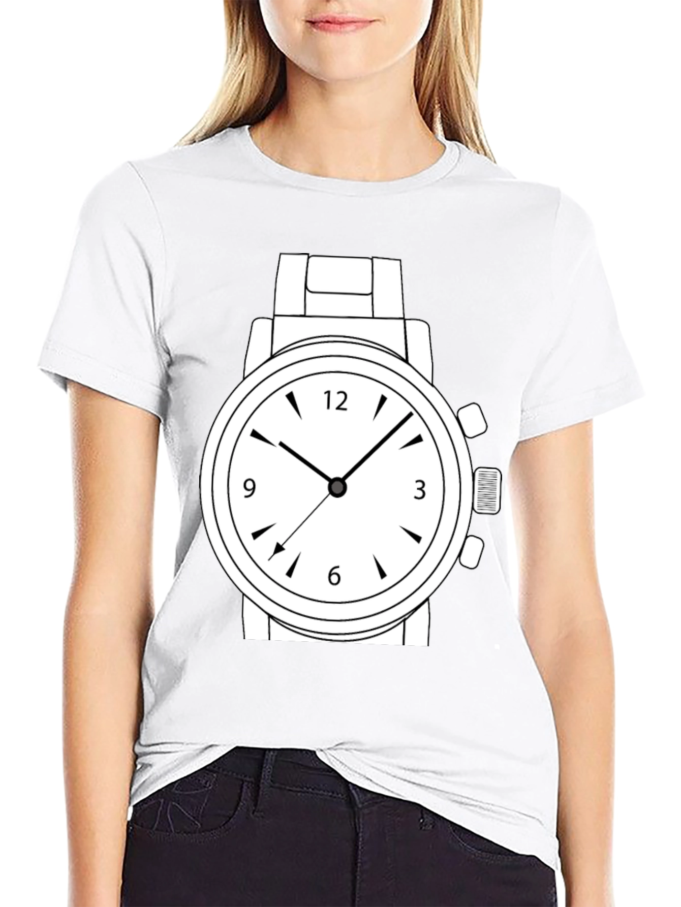 Black Men's Graphic T-Shirt - Watch Design view 9