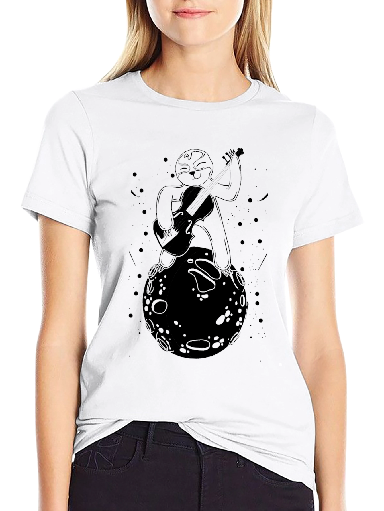 Black Sloth on the Moon Graphic T-Shirt view 9