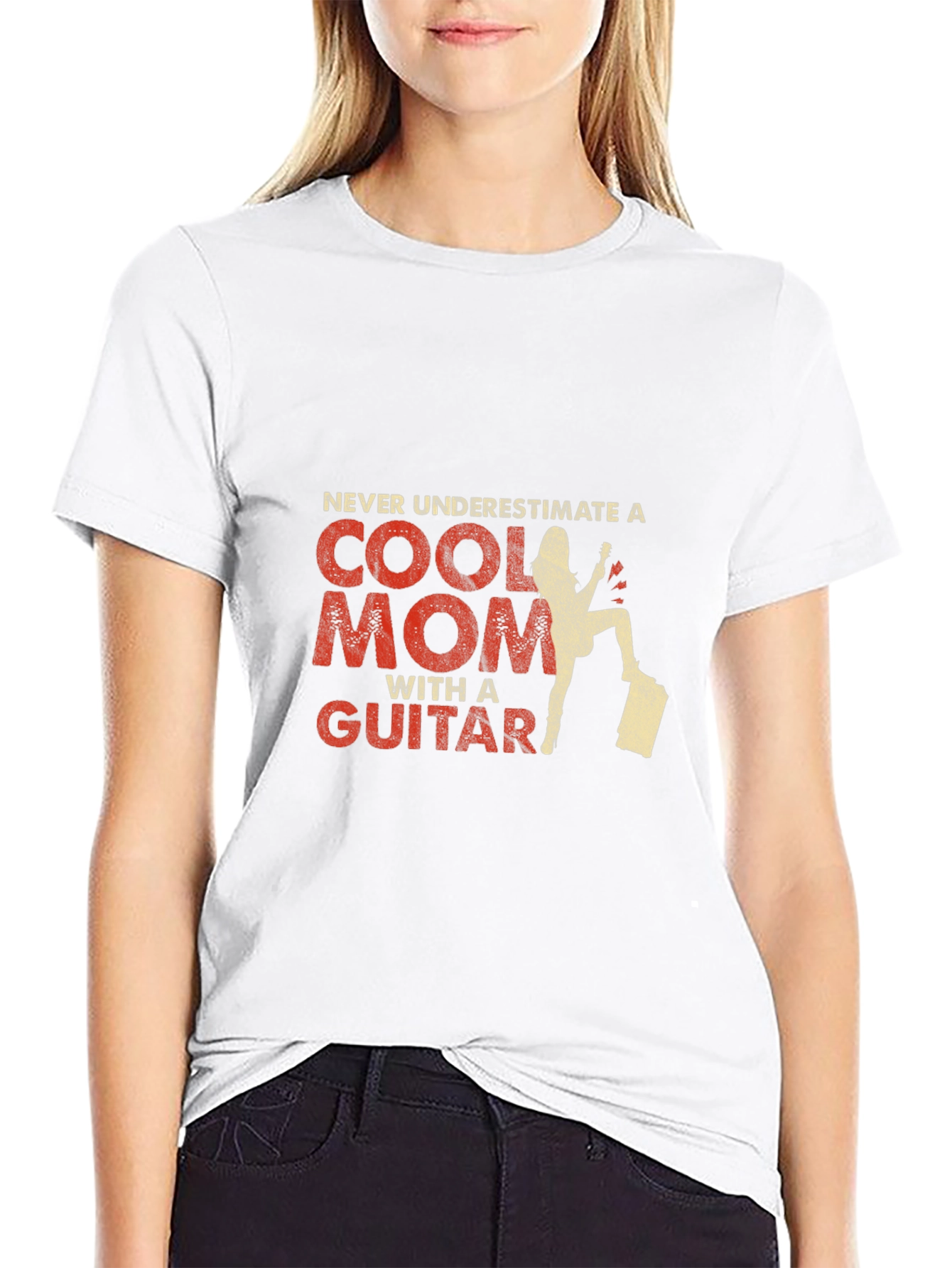 Black Cool Mom Guitar T-Shirt - Black Unisex Tee view 9