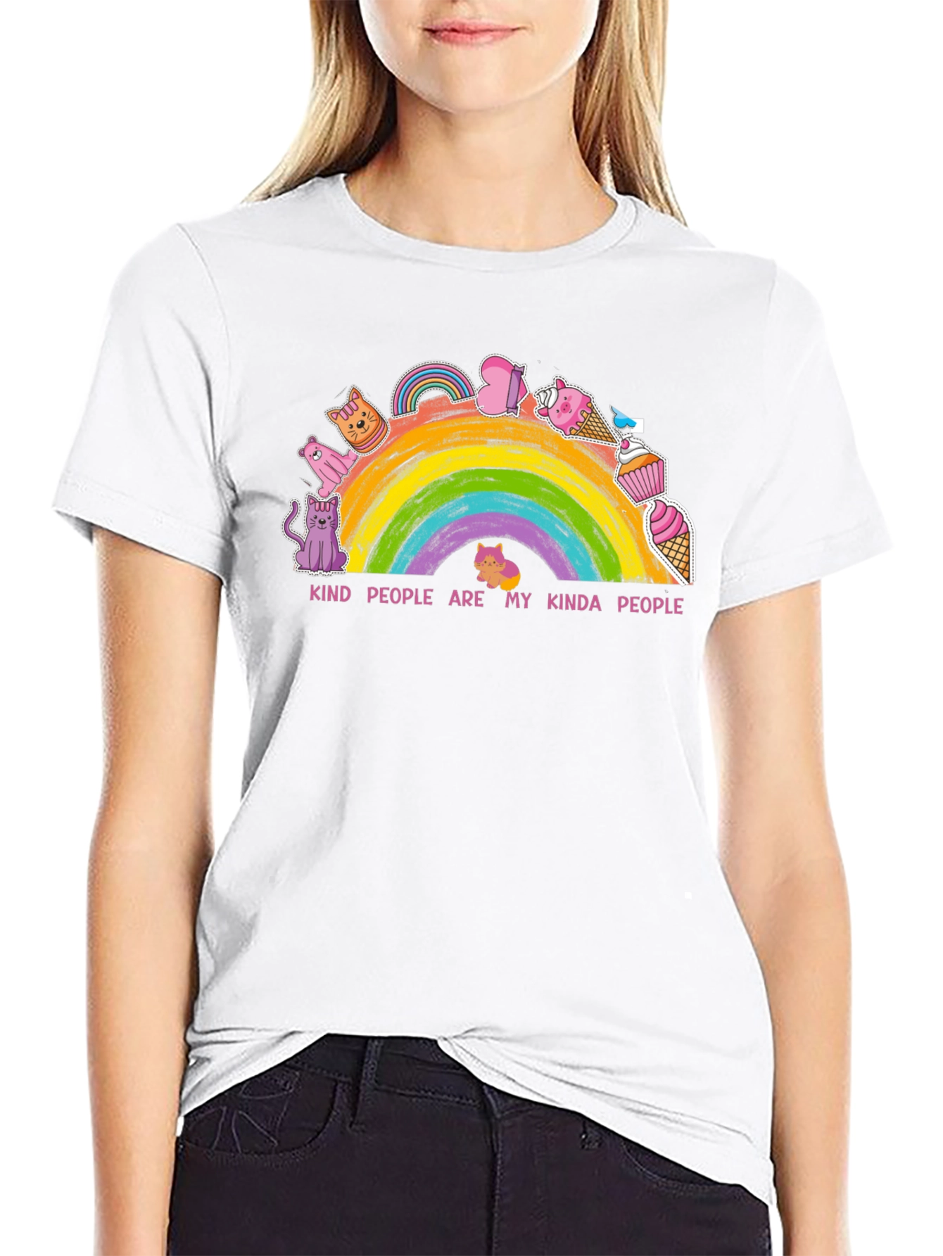 Black Kind People Rainbow Graphic Tee view 9