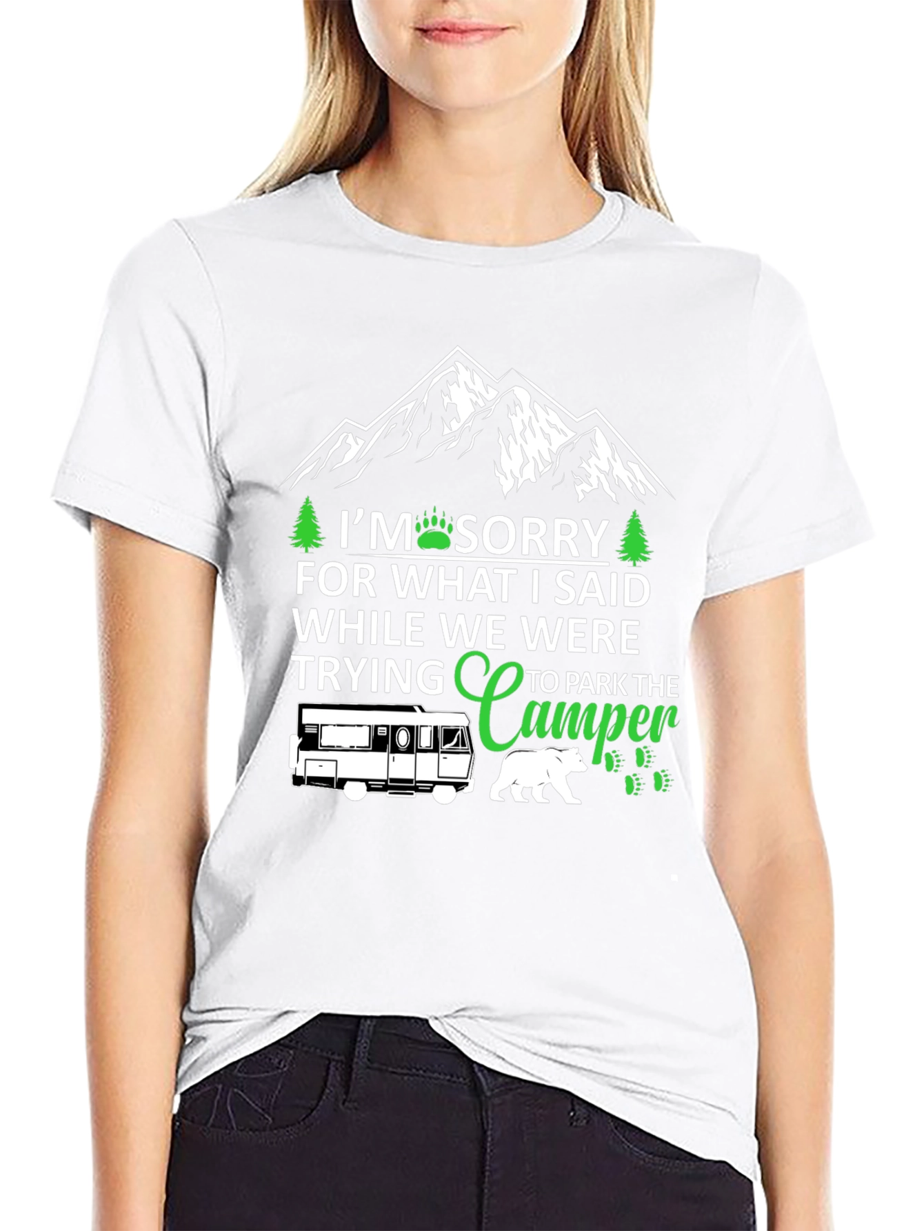 Black Sorry While Parking Camper T-Shirt view 9