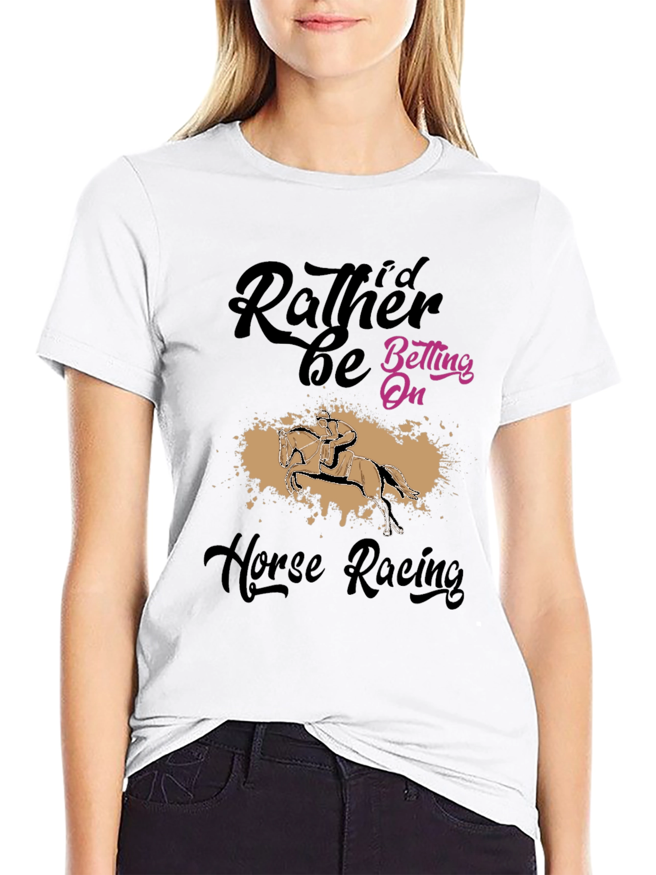 Black Horse Racing Fan T-Shirt - I'd Rather Be Betting On view 9
