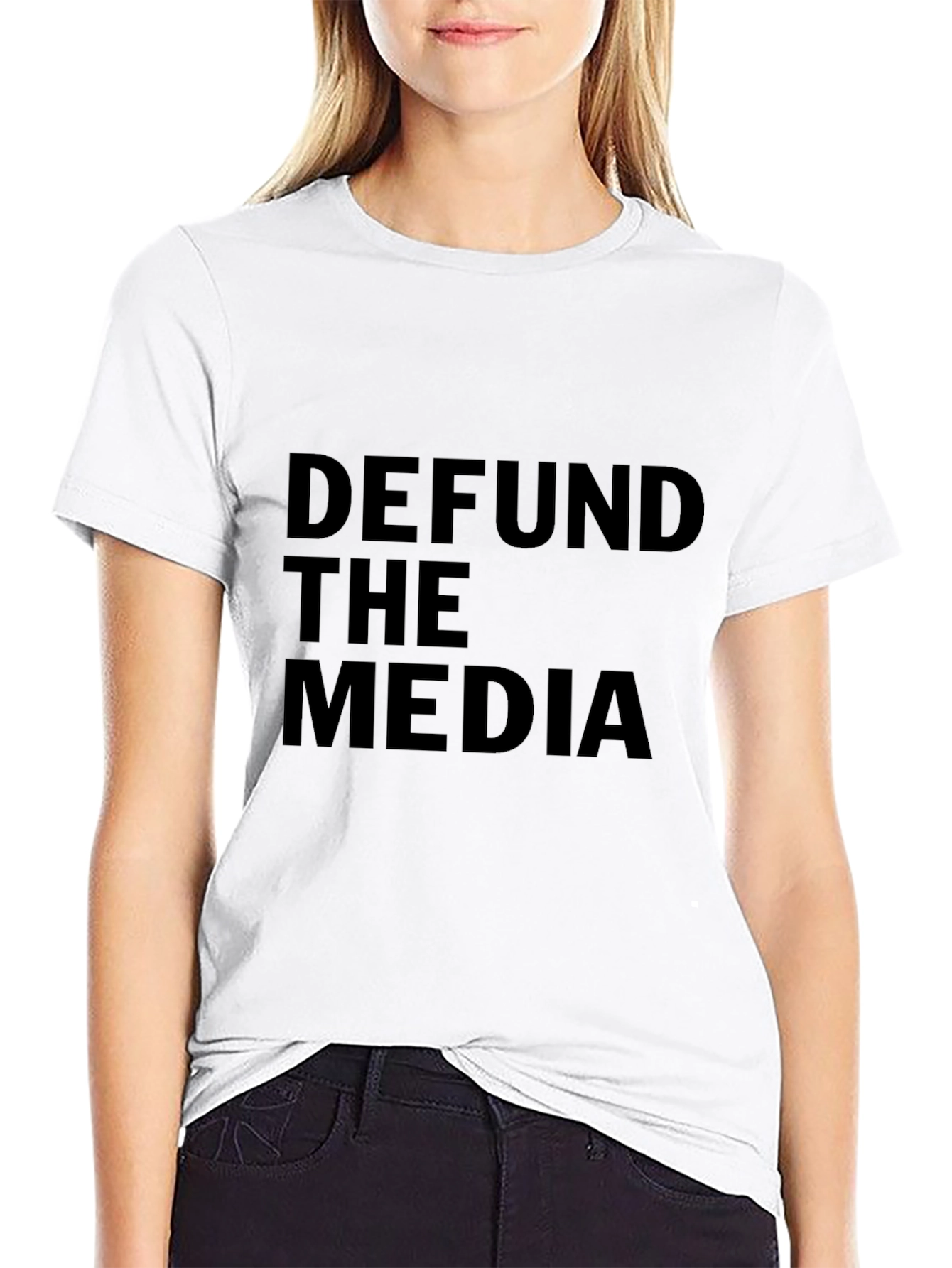 Black Defund the Media Graphic T-Shirt - Political Statement Tee view 9