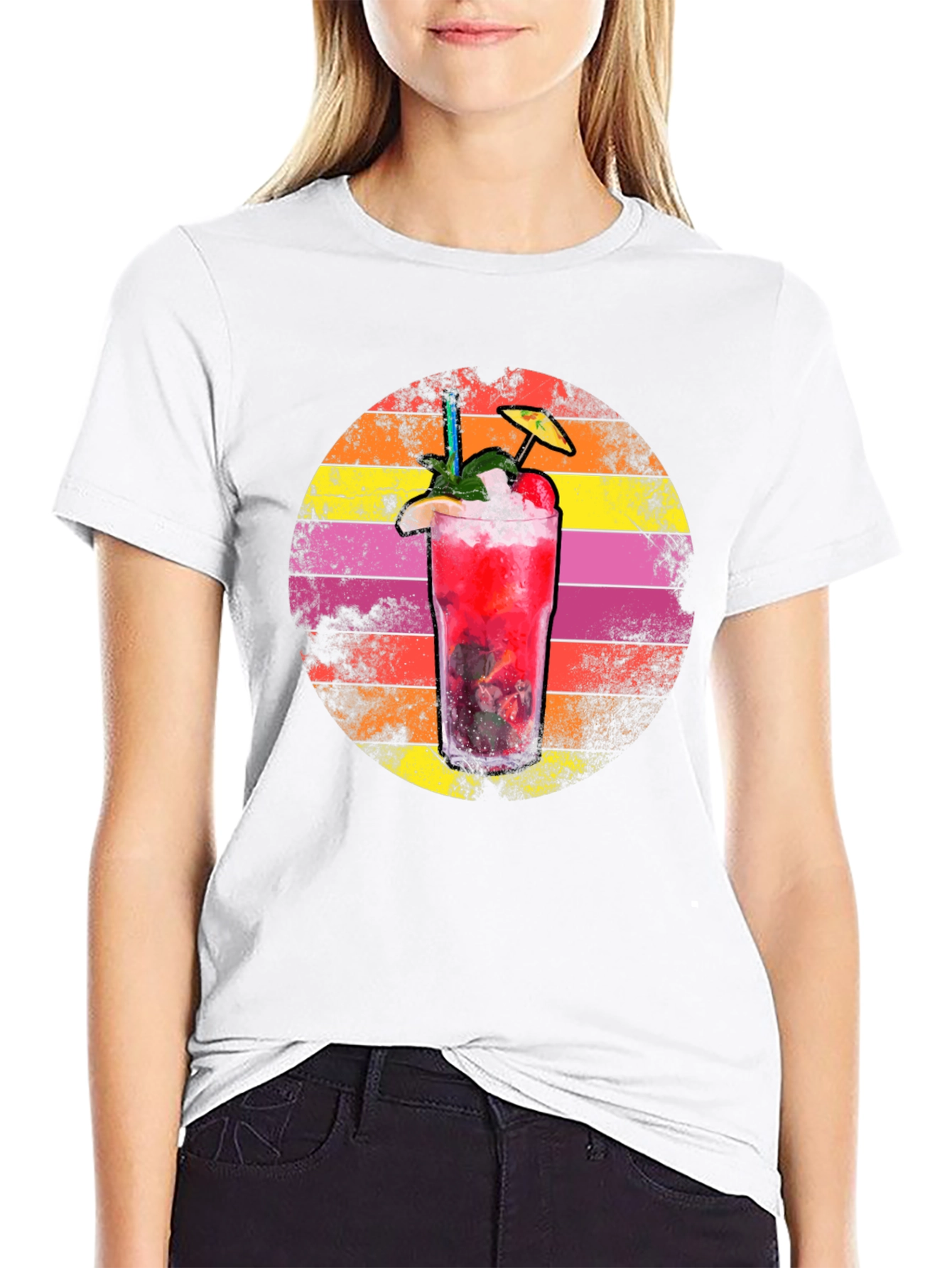 Black Retro Cocktail Graphic Tee - Summer Vibes view 9