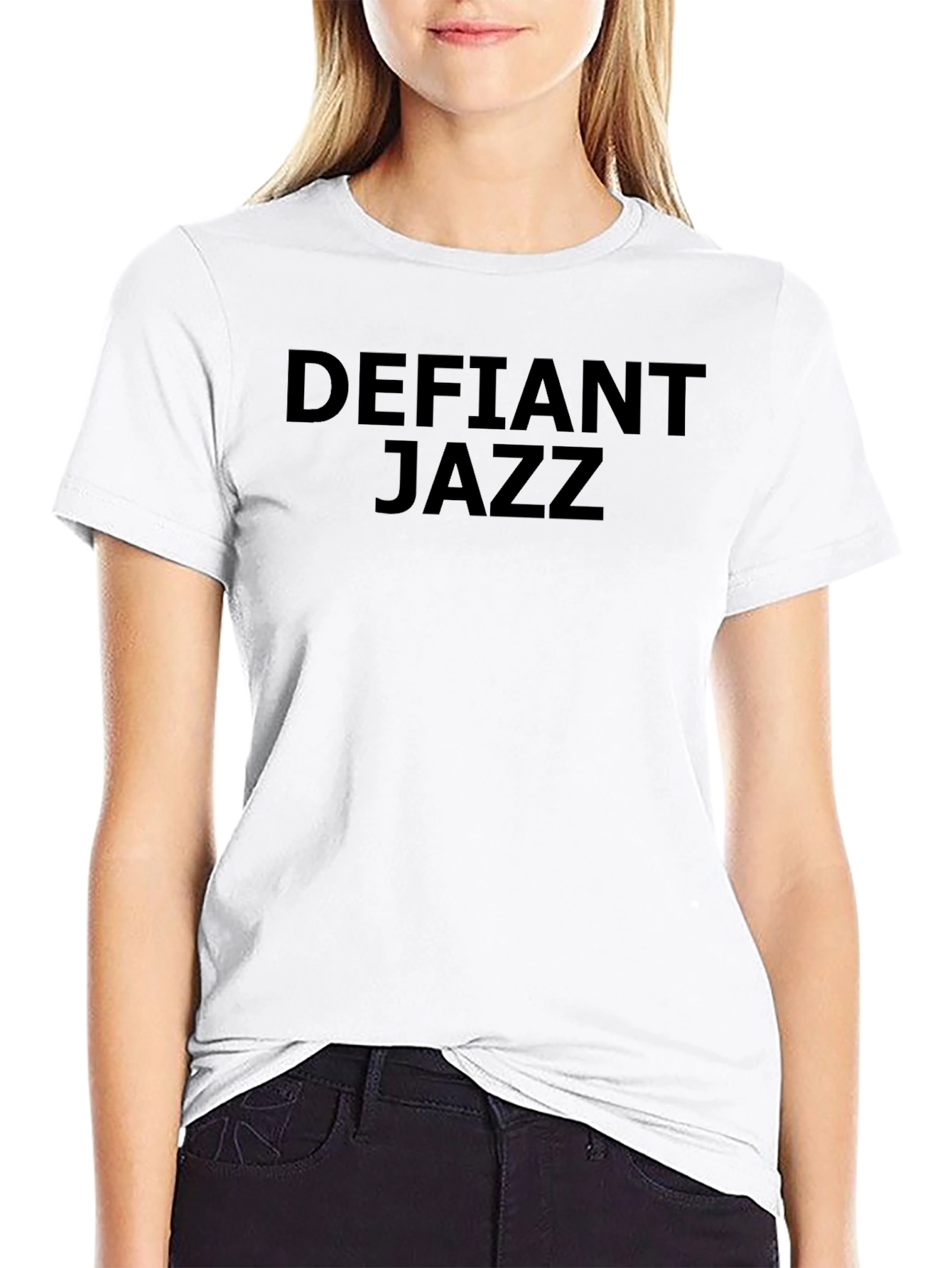 Black Defiant Jazz Graphic Tee - Classic Black Cotton T-Shirt view 9
