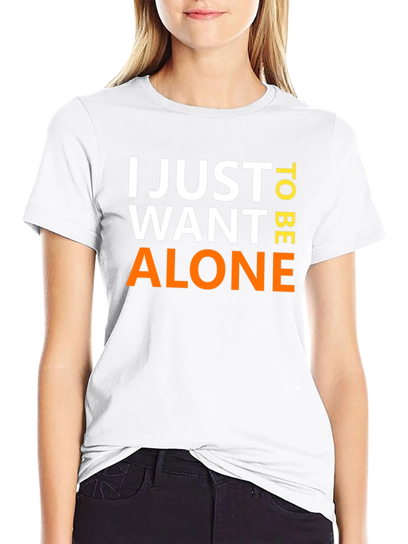 Black I Just Want To Be Alone Graphic T-Shirt view 9