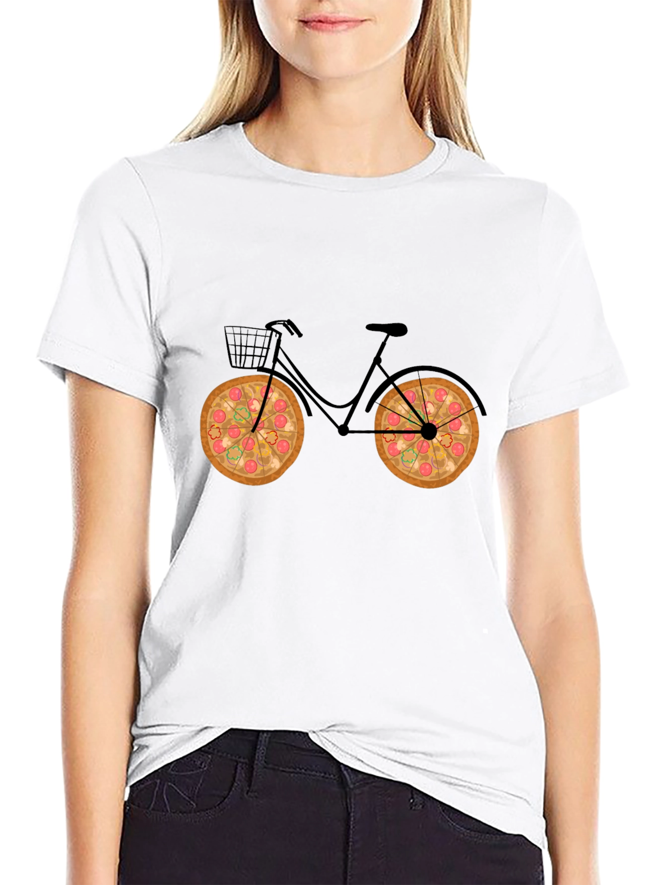 Black Pizza Bike Black T-Shirt view 9