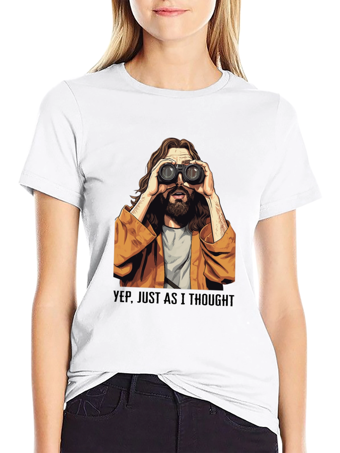 Black Binocular Jesus T-Shirt - Funny Graphic Tee view 9