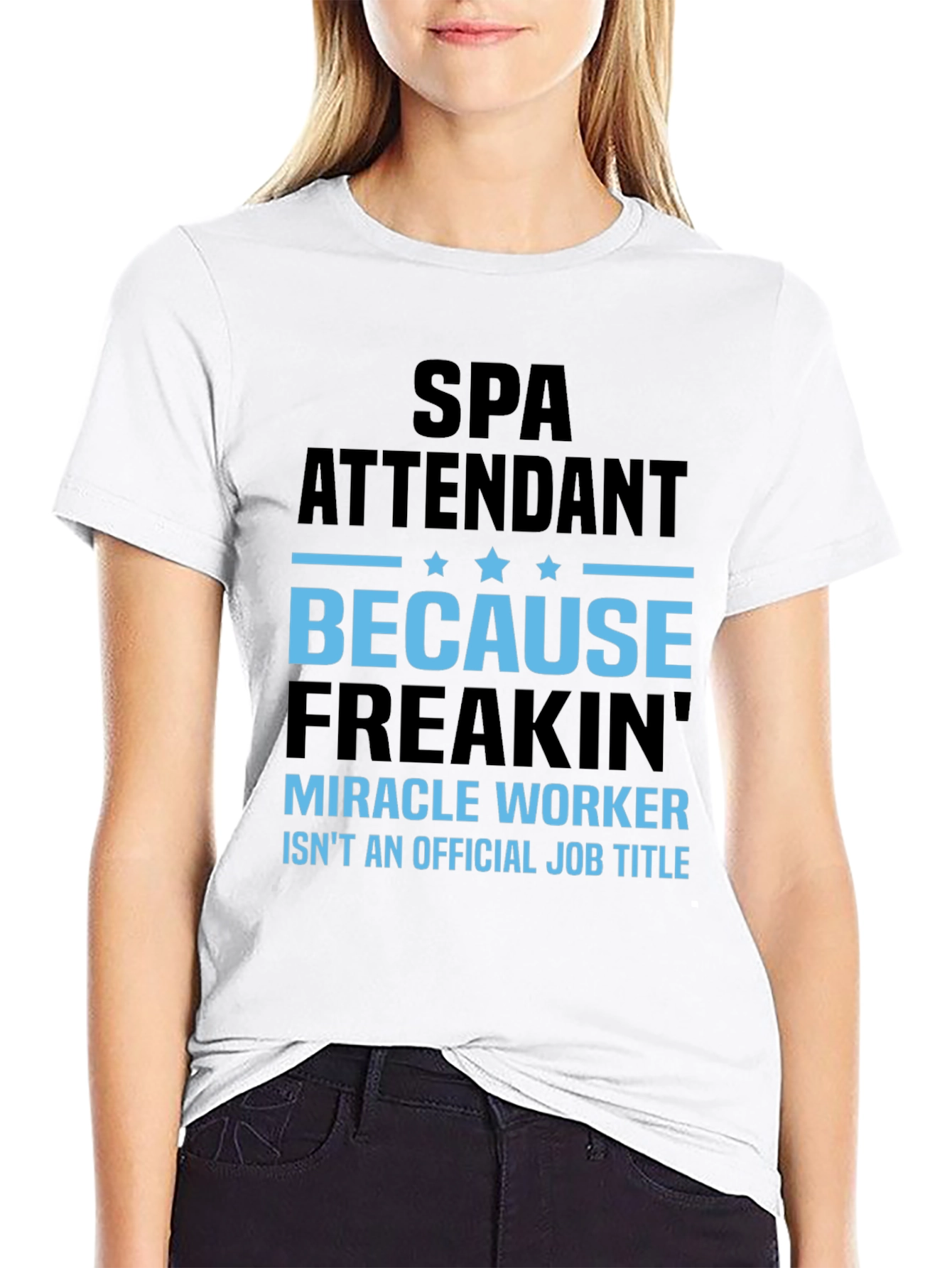 Black Spa Attendant Miracle Worker T-Shirt view 9