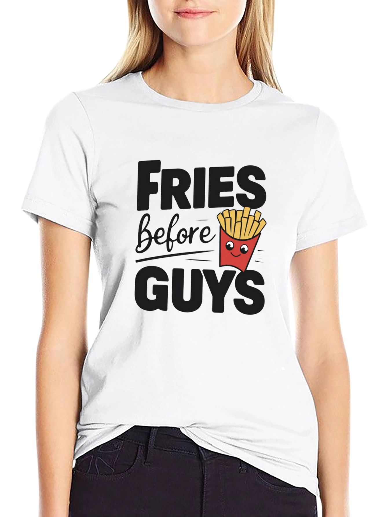 Black Fries Before Guys Funny Graphic Tee view 9