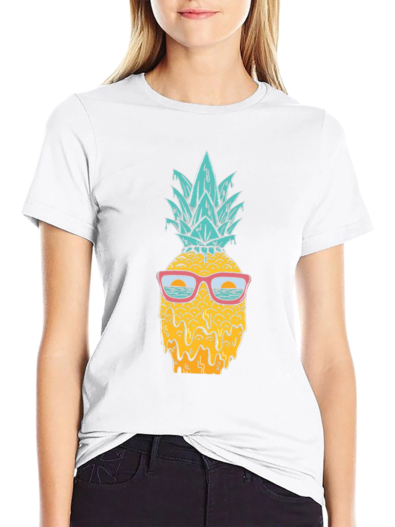 Black Cool Pineapple Graphic T-Shirt - Tropical Vibes view 9
