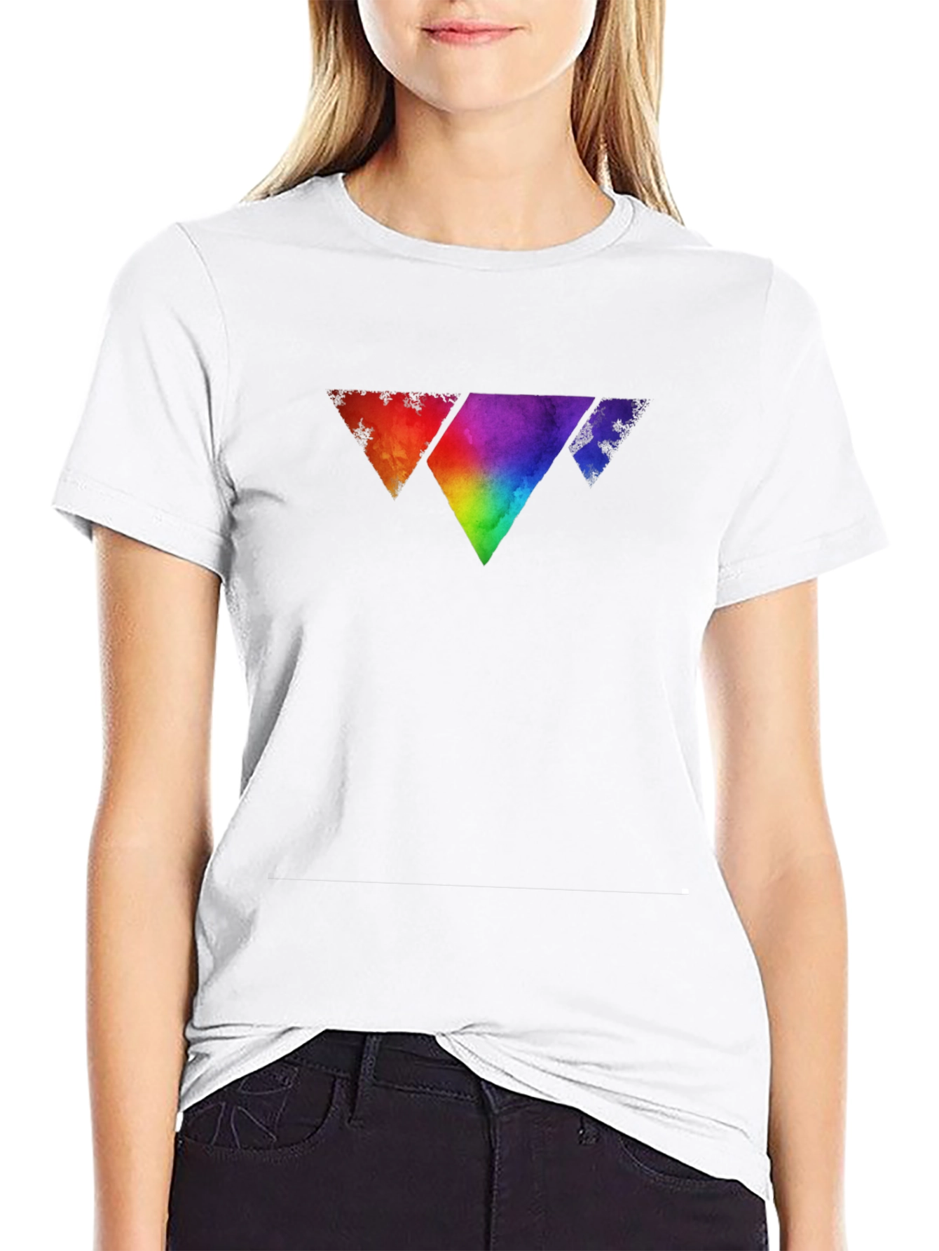 Black Rainbow Triangle Graphic Tee - Men's Black T-Shirt view 9