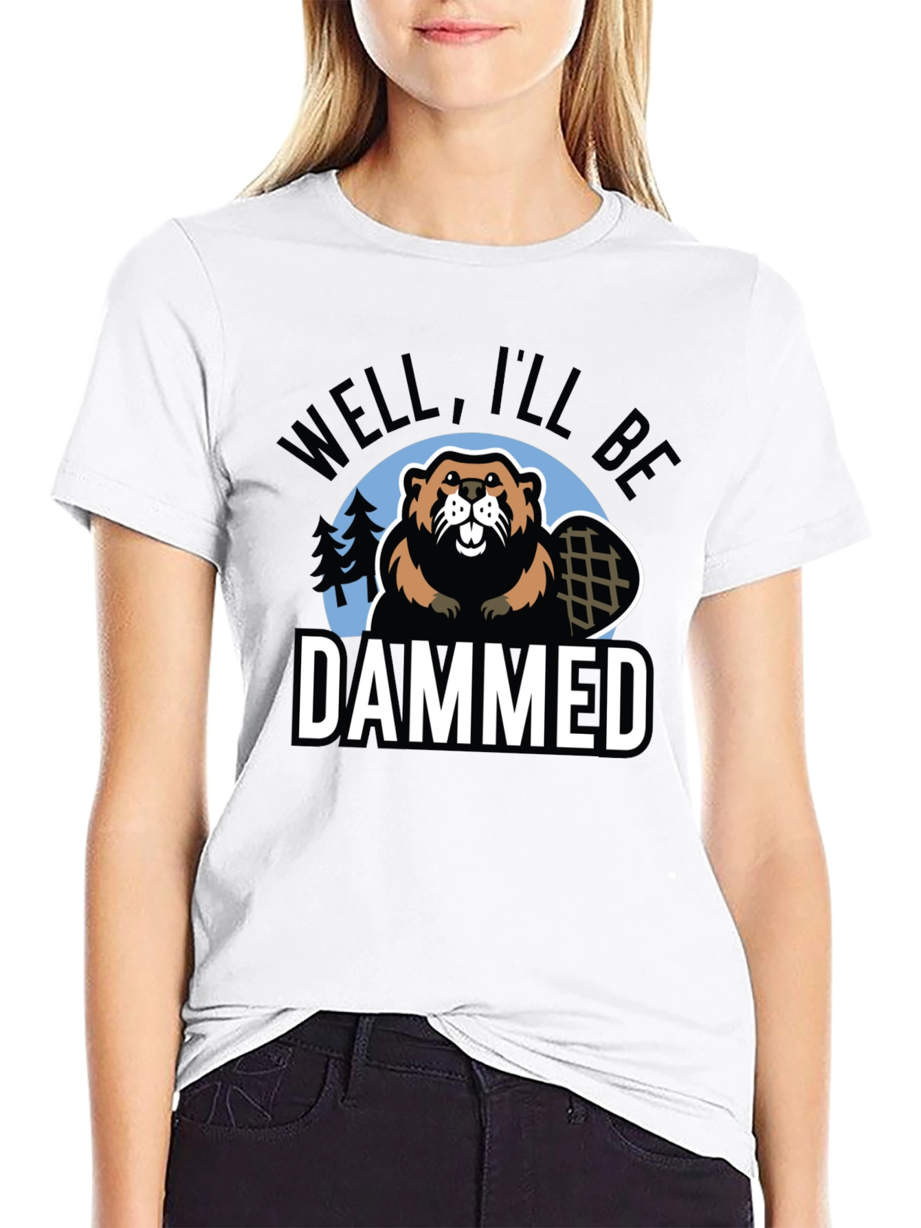 Black Well I'll be Dammed Beaver Graphic Tee - Black Cotton view 9