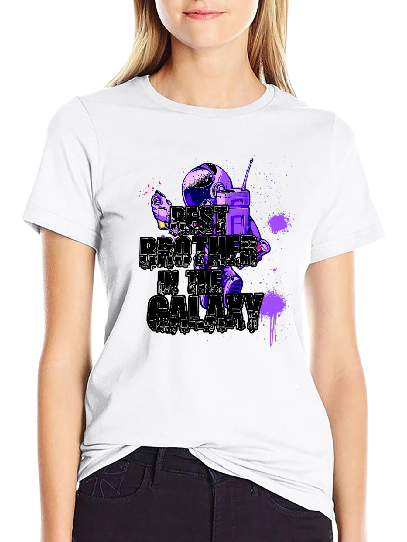Black Best Brother in the Galaxy Astronaut T-Shirt - Black view 9