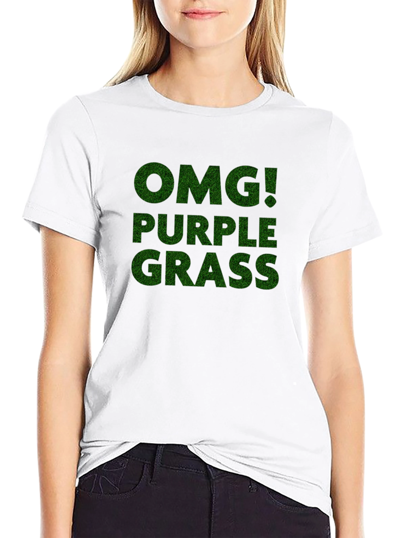 Black OMG! Purple Grass Novelty Graphic T-Shirt view 9