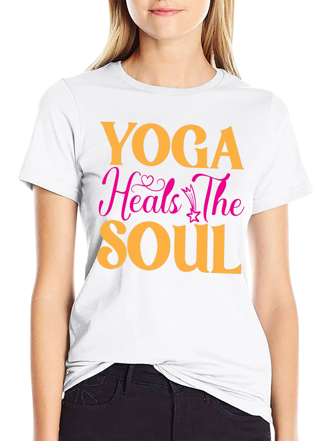 Black Yoga Heals the Soul Graphic T-Shirt view 9