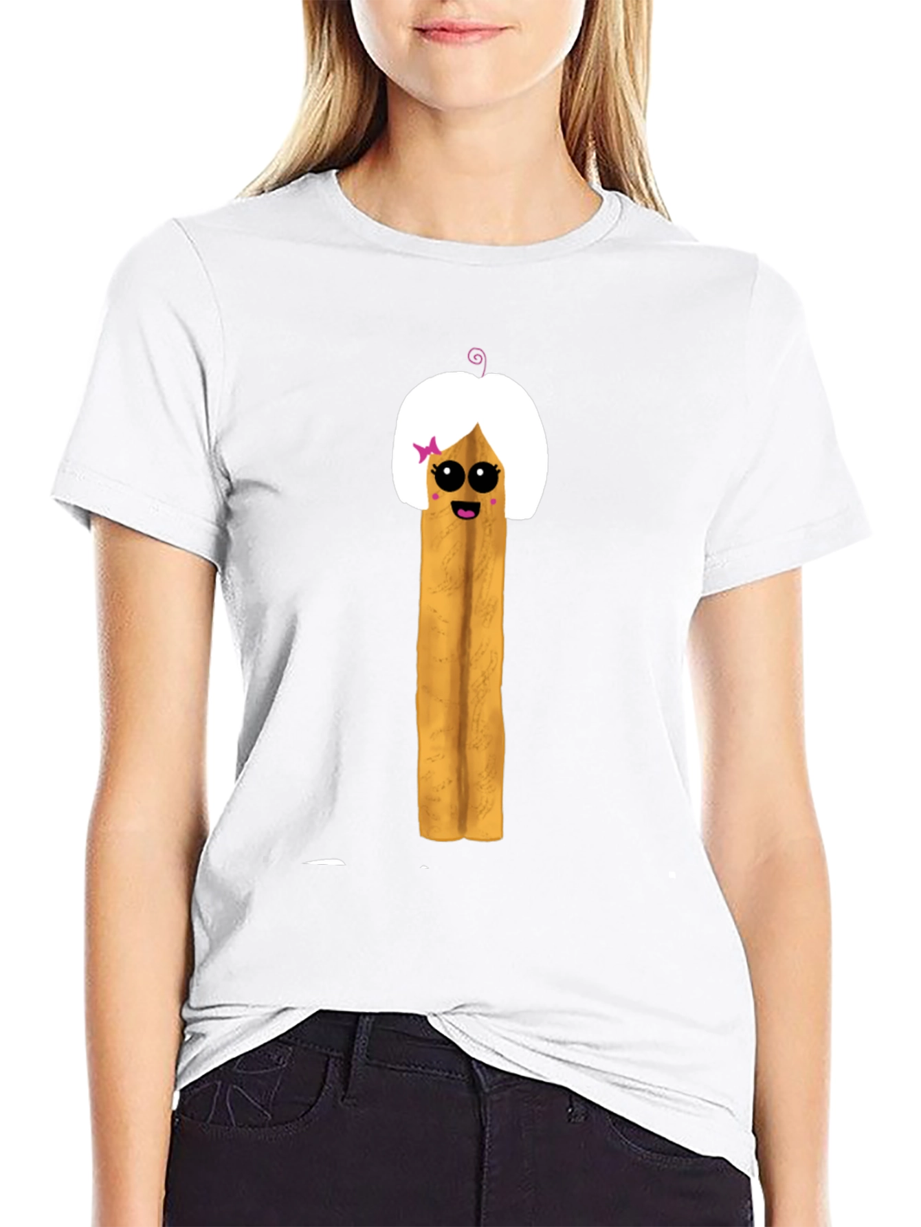 Black Funny French Fry Girl Graphic T-Shirt view 9