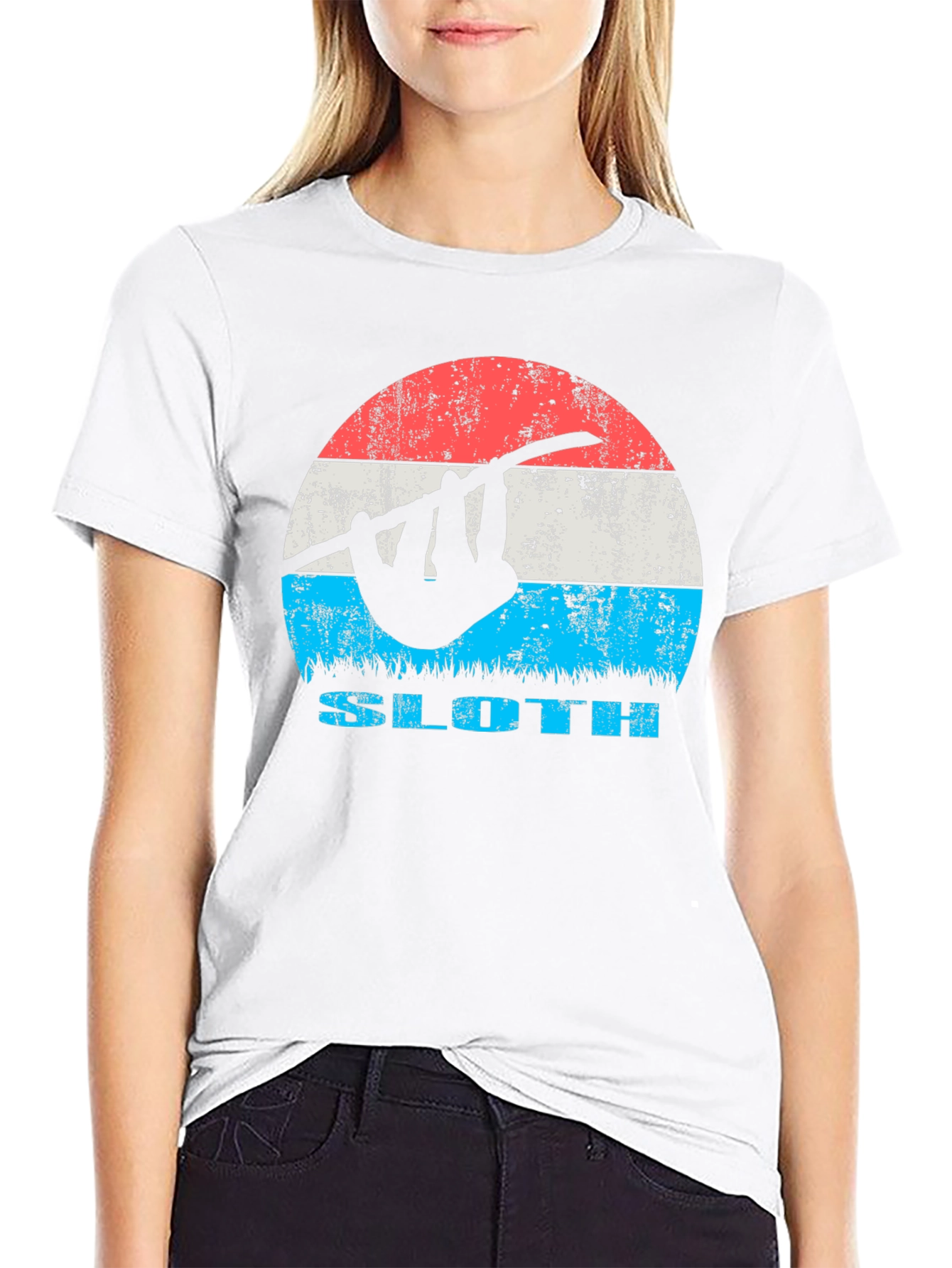 Black Retro Sloth Graphic Tee - Cool Casual T-Shirt view 9