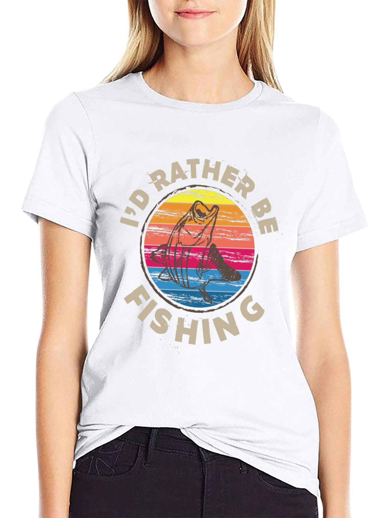 Black I'd Rather Be Fishing Graphic Tee - Black view 9