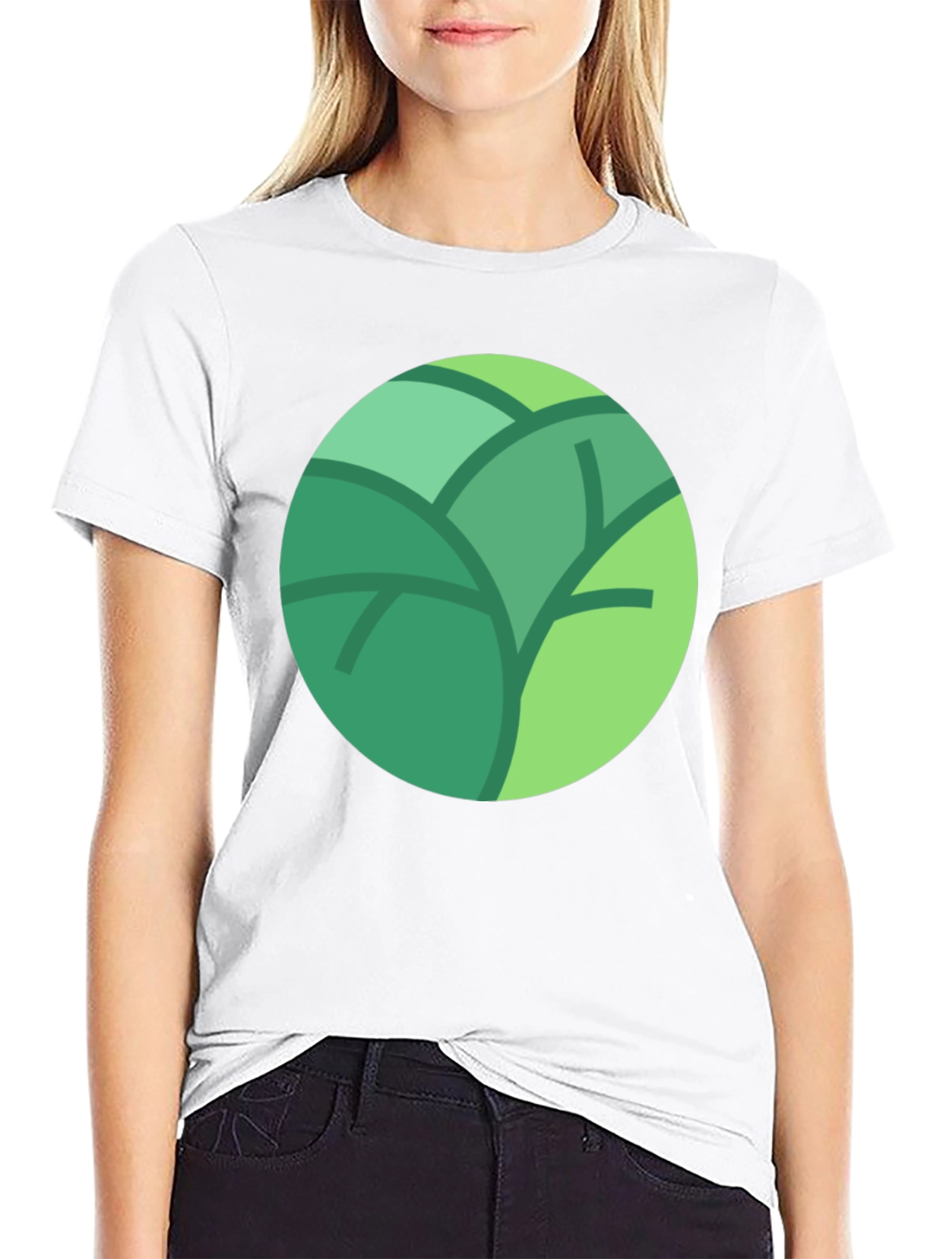 Black Leaf Circle Graphic Tee - Soft Cotton Blend, Modern Style view 9