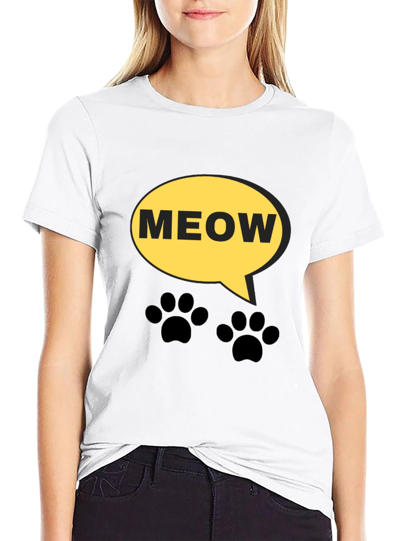 Black Meow Cat Lover T-Shirt - Funny Graphic Tee view 9