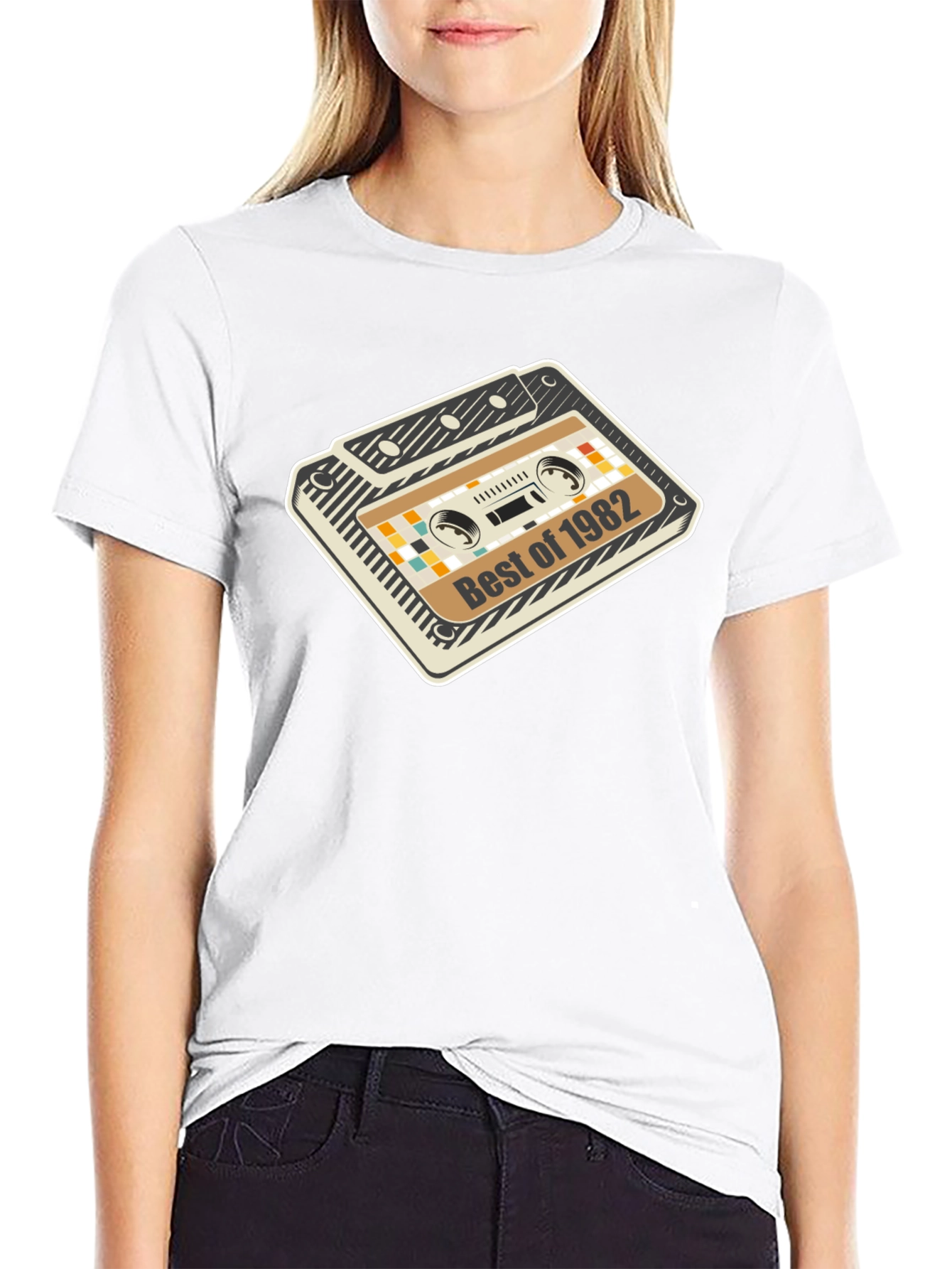 Black Retro 1982 Cassette Tape Graphic Tee view 9