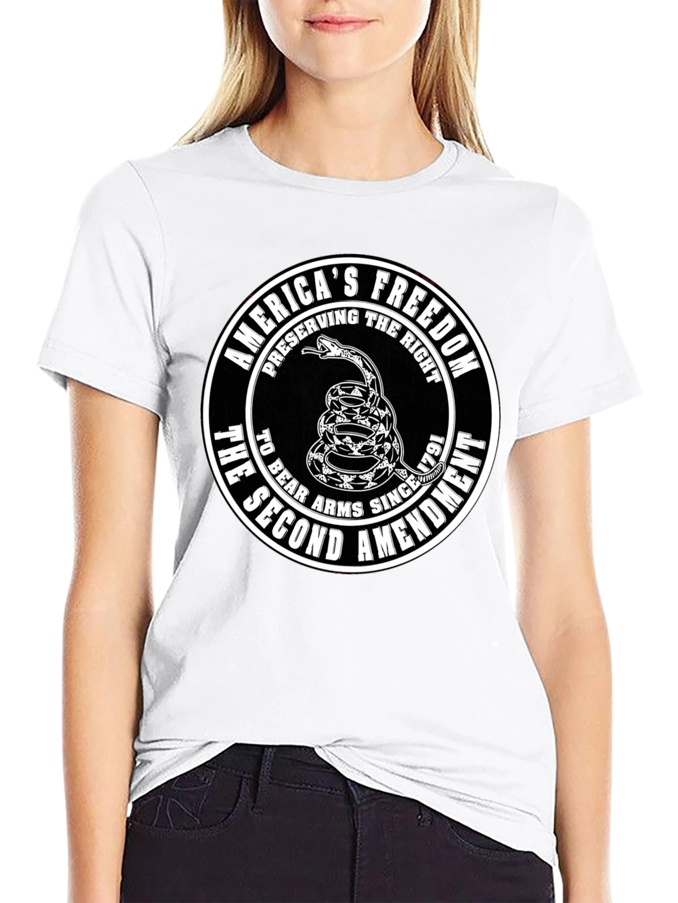 Black Second Amendment Rattlesnake T-Shirt view 9