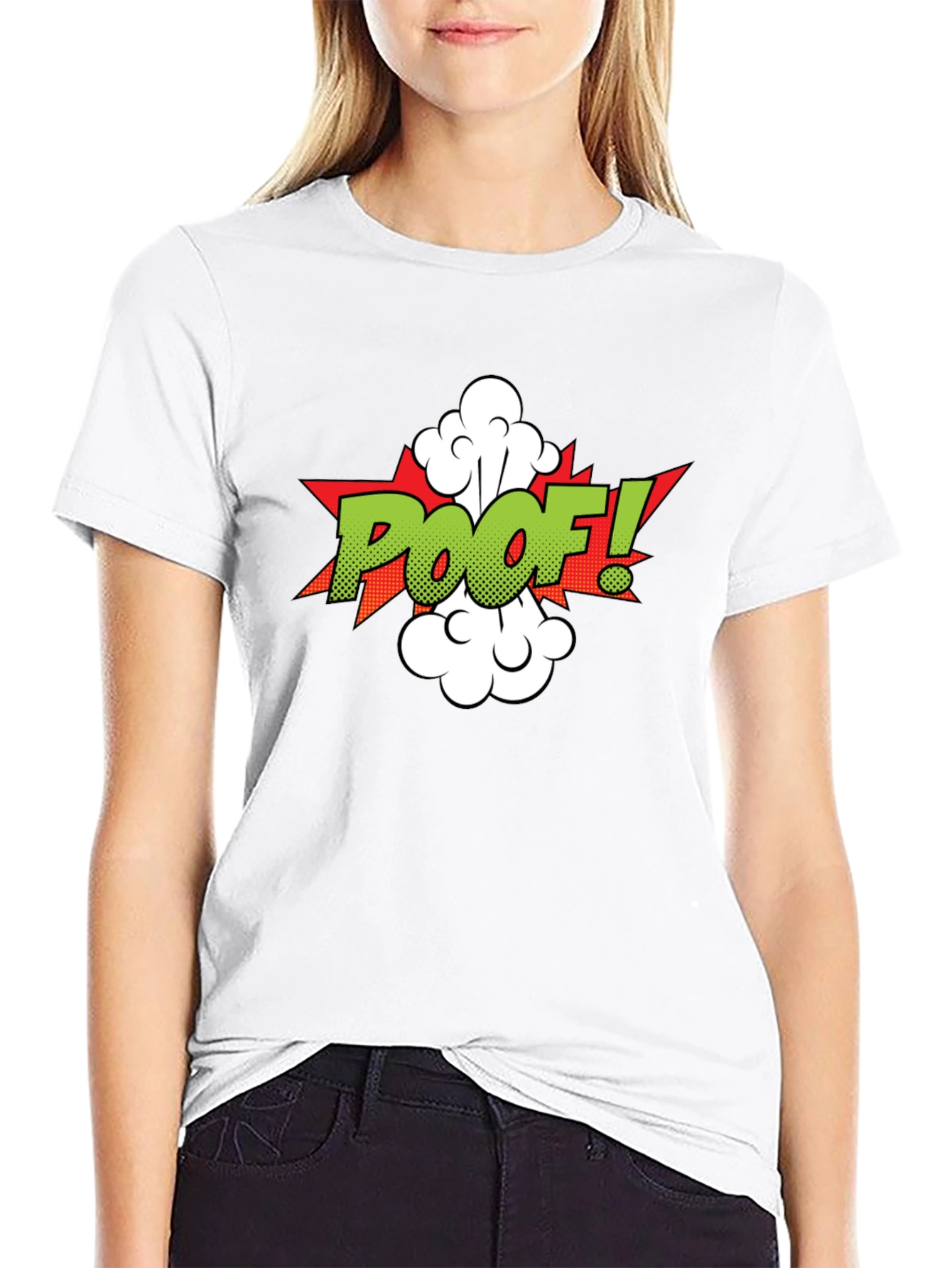Black Poof! Comic-Style Graphic T-Shirt view 9