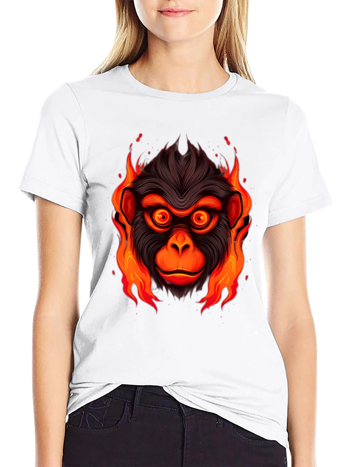 Black Fiery Monkey Graphic Tee - Men's Black T-Shirt view 9