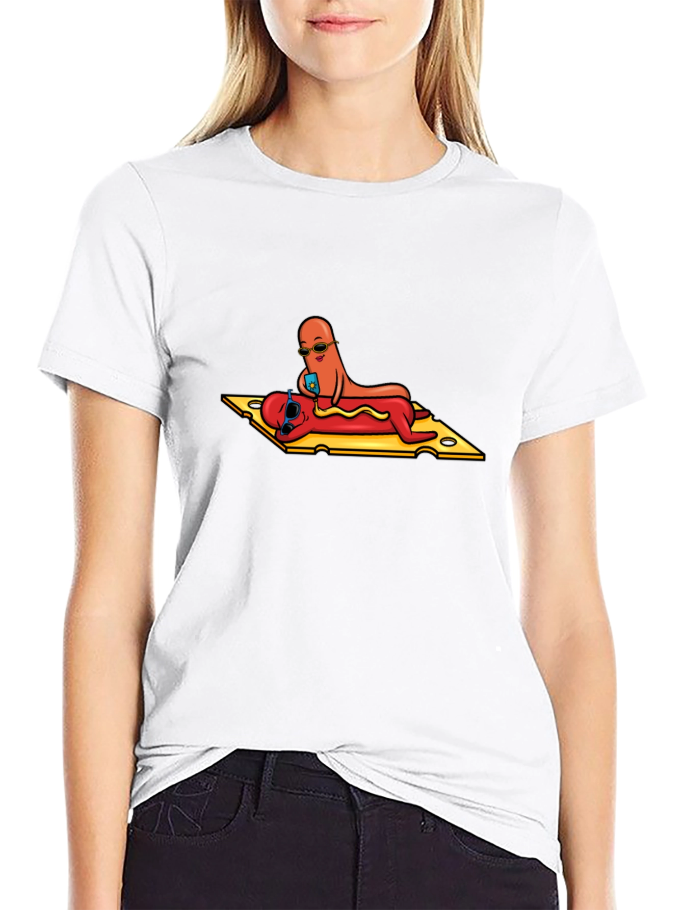 Black Hot Dog Selfie T-Shirt - Funny Foodie Tee view 9