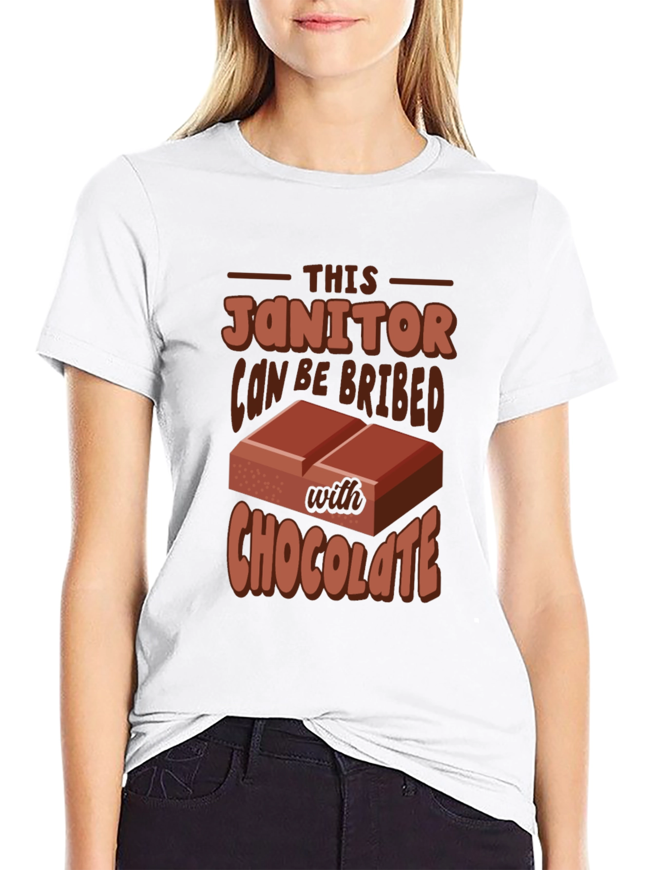 Black Funny Janitor Chocolate Bribe T-Shirt view 9