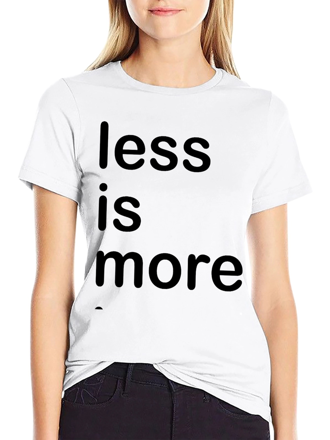 Black Minimalist 'Less is More' Black Graphic T-Shirt view 9