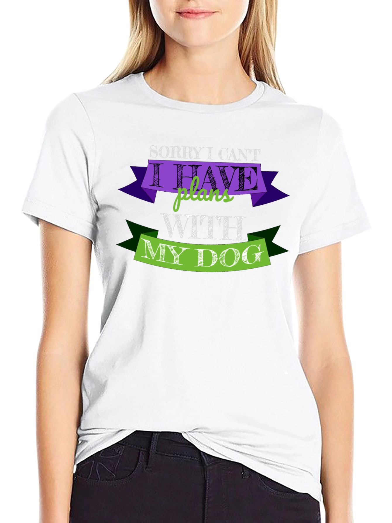 Black Dog Lover T-Shirt: Sorry I Can't Plans With My Dog Black Tee view 9