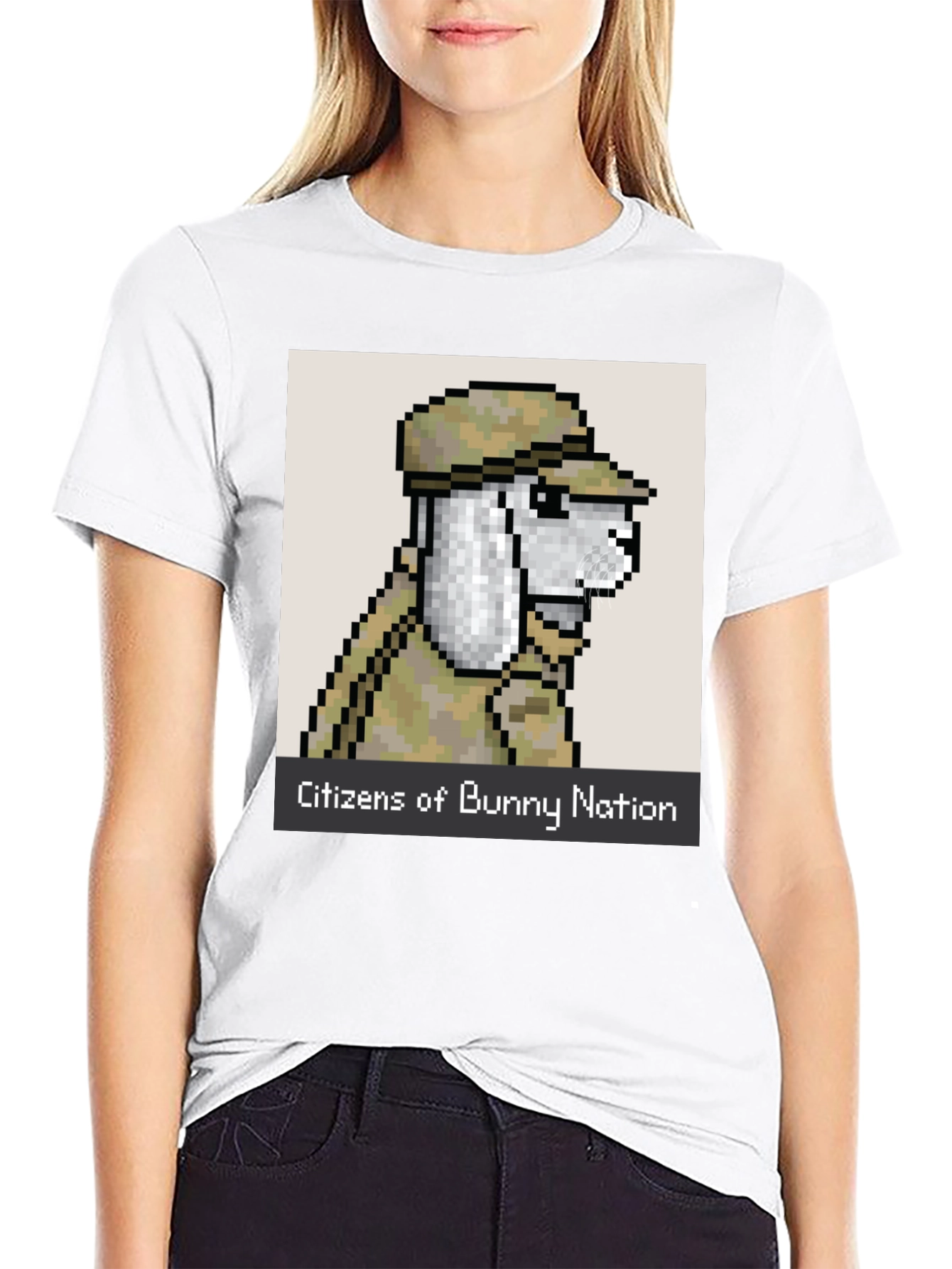 Black Citizens of Bunny Nation Pixel Art T-Shirt view 9