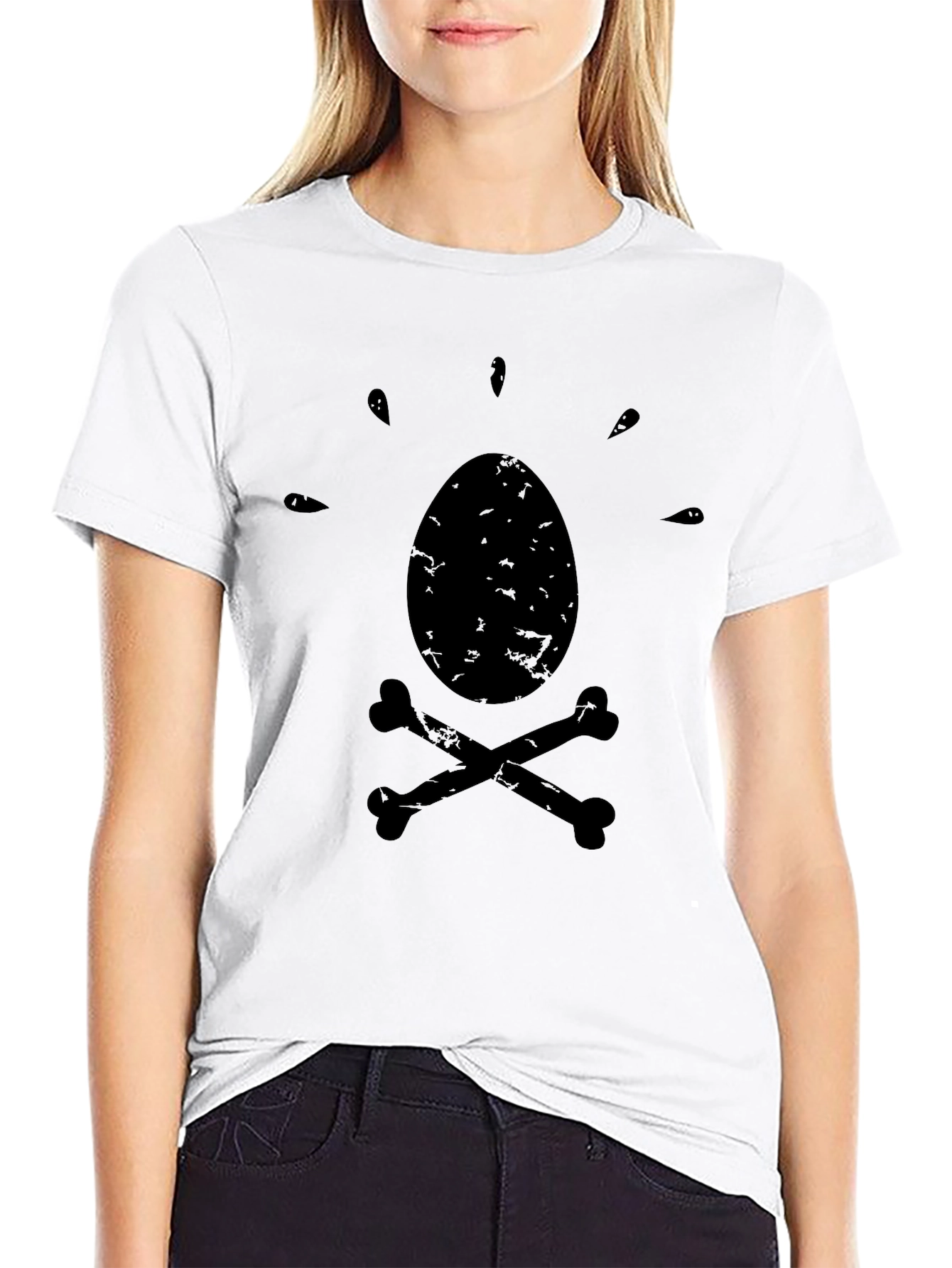 Black Egg & Bones T-Shirt - Funny Pirate Graphic Tee view 9