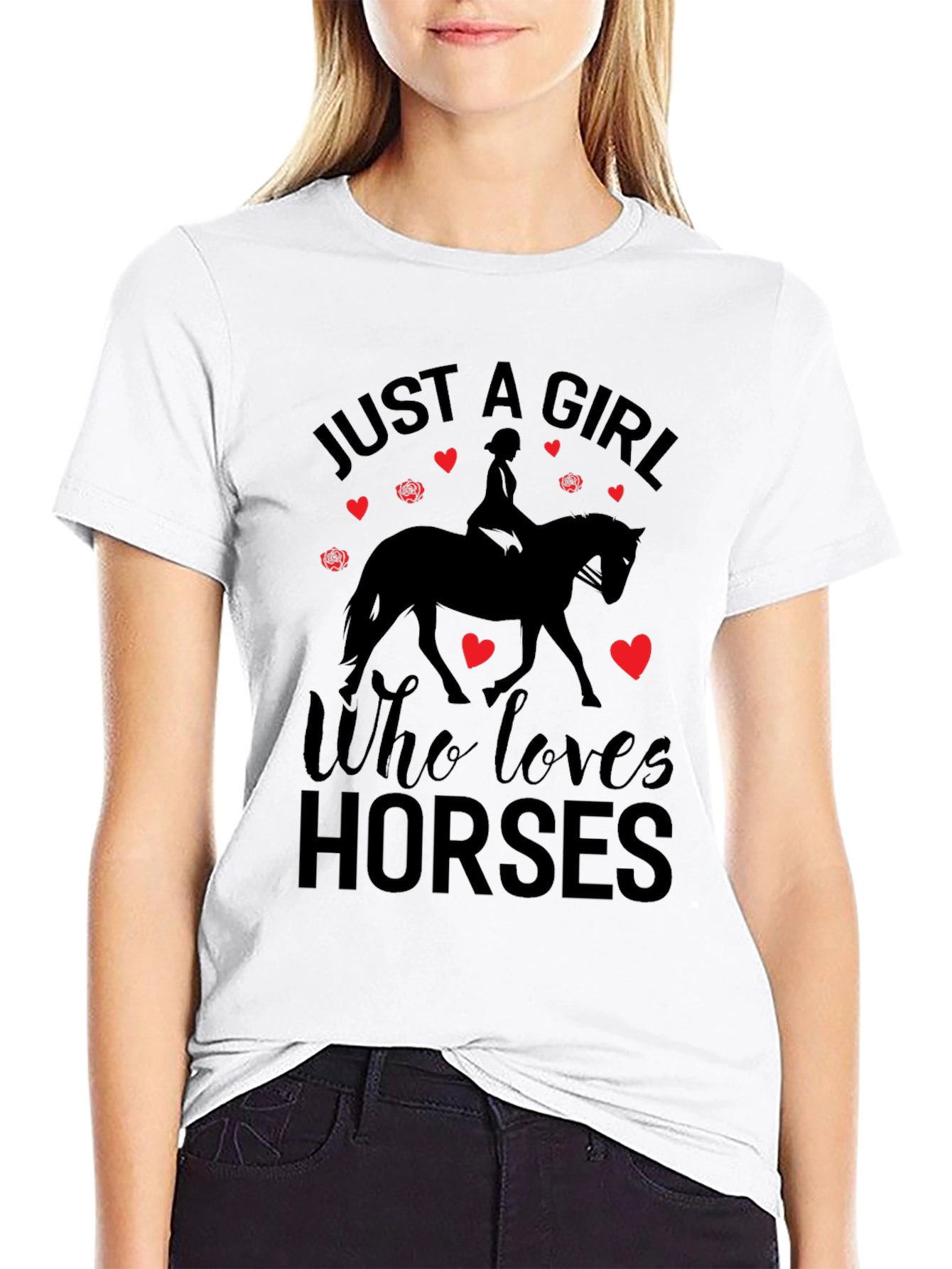 Black Just A Girl Who Loves Horses T-Shirt view 9