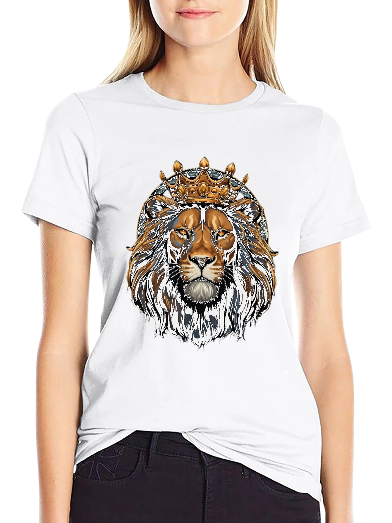 Black King Lion Graphic Tee - Black Cotton Blend view 9