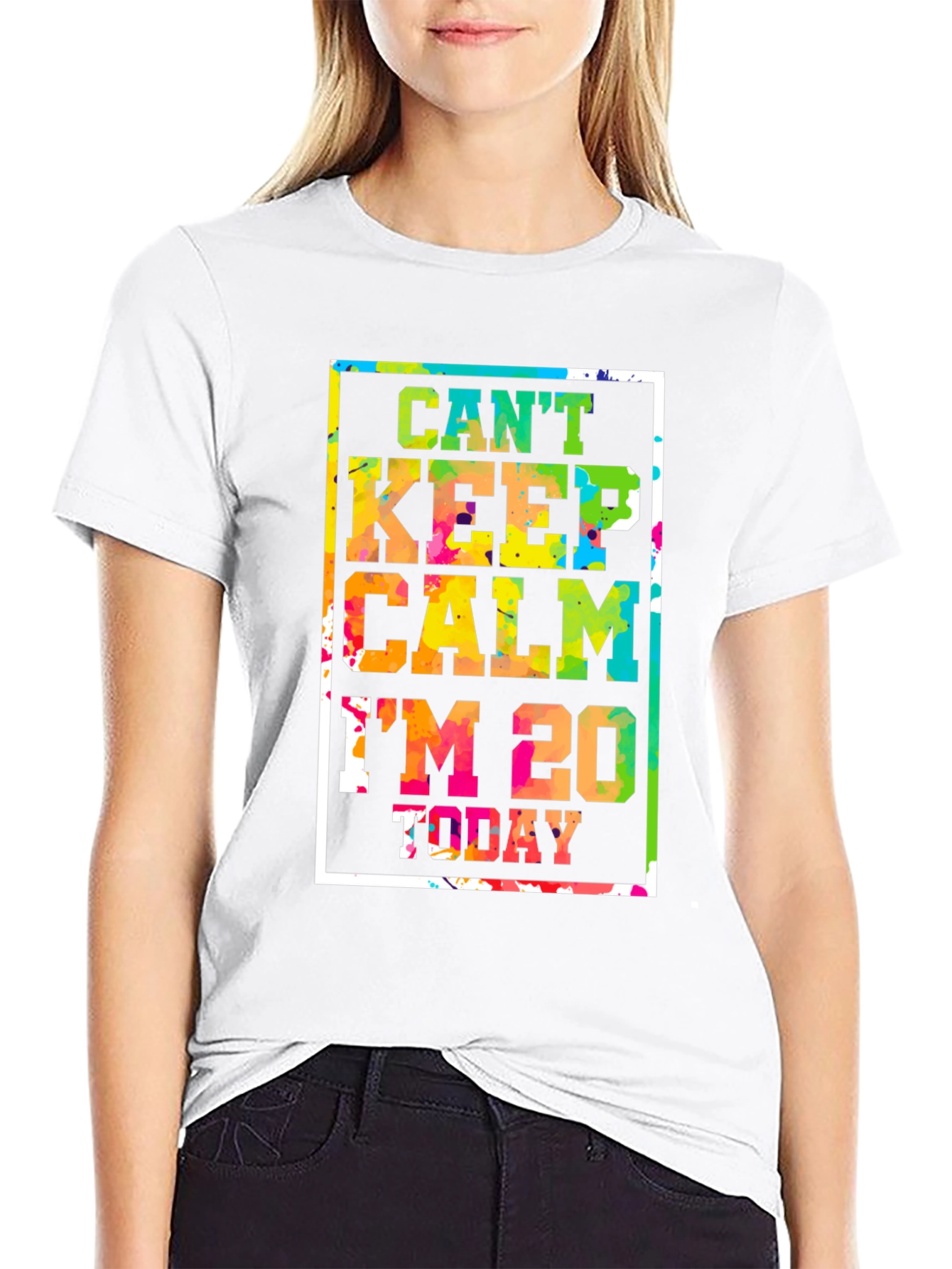 Black Can't Keep Calm I'm 20 Today T-Shirt view 9