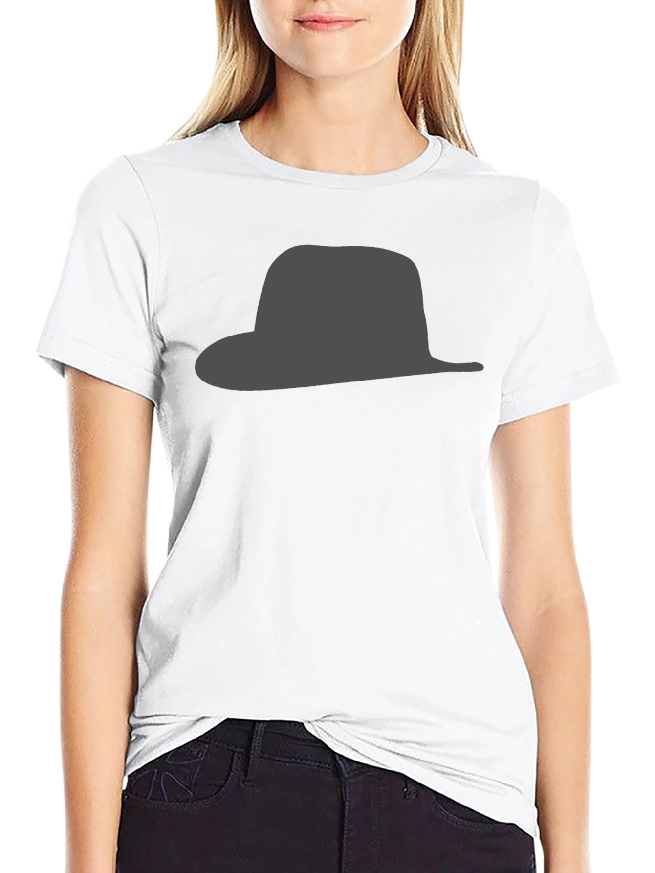 Black Black Hat Silhouette Graphic Tee - Stylish & Modern view 9
