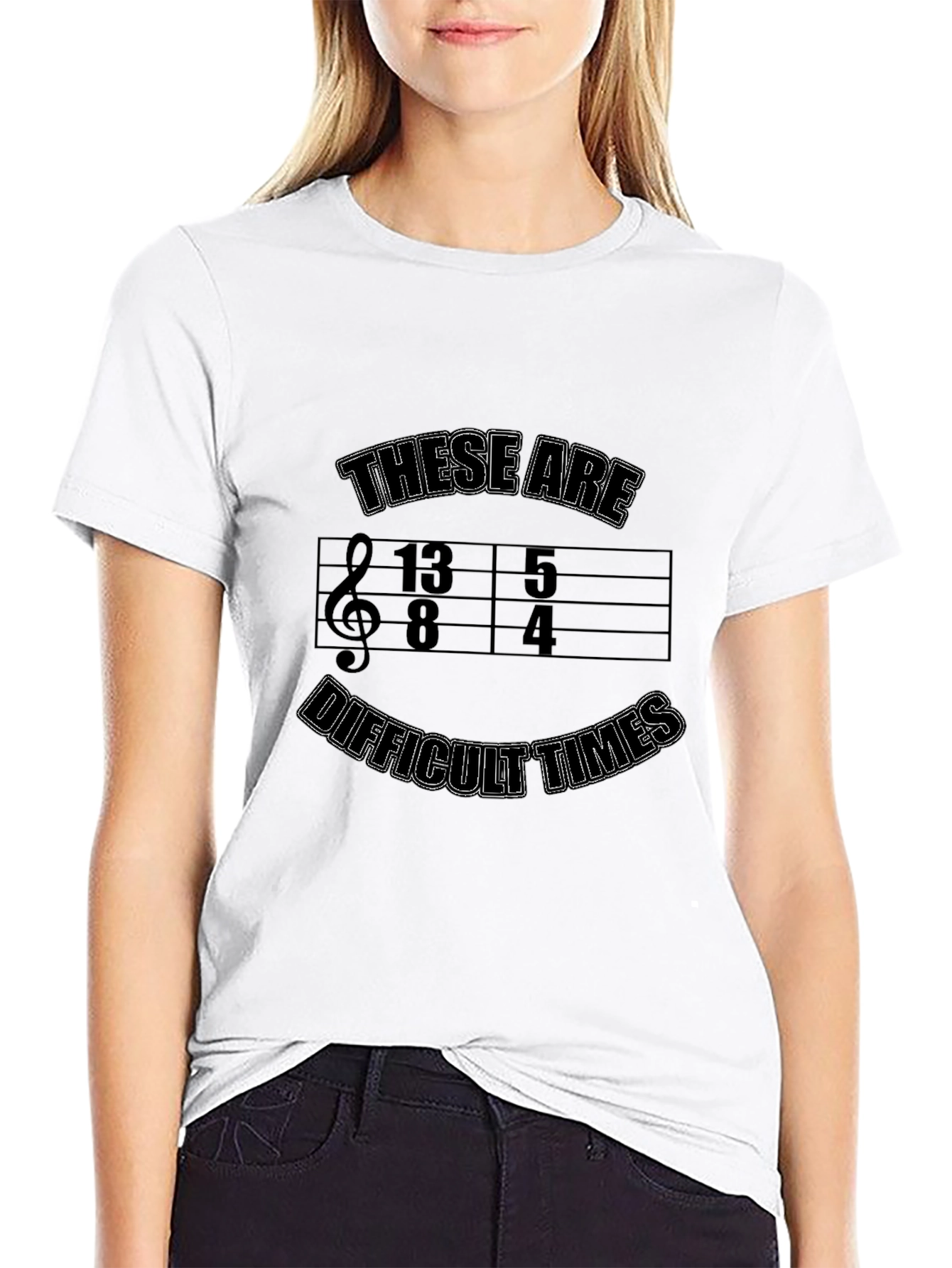 Black Difficult Times Music Shirt - Quirky Graphic Tee view 9