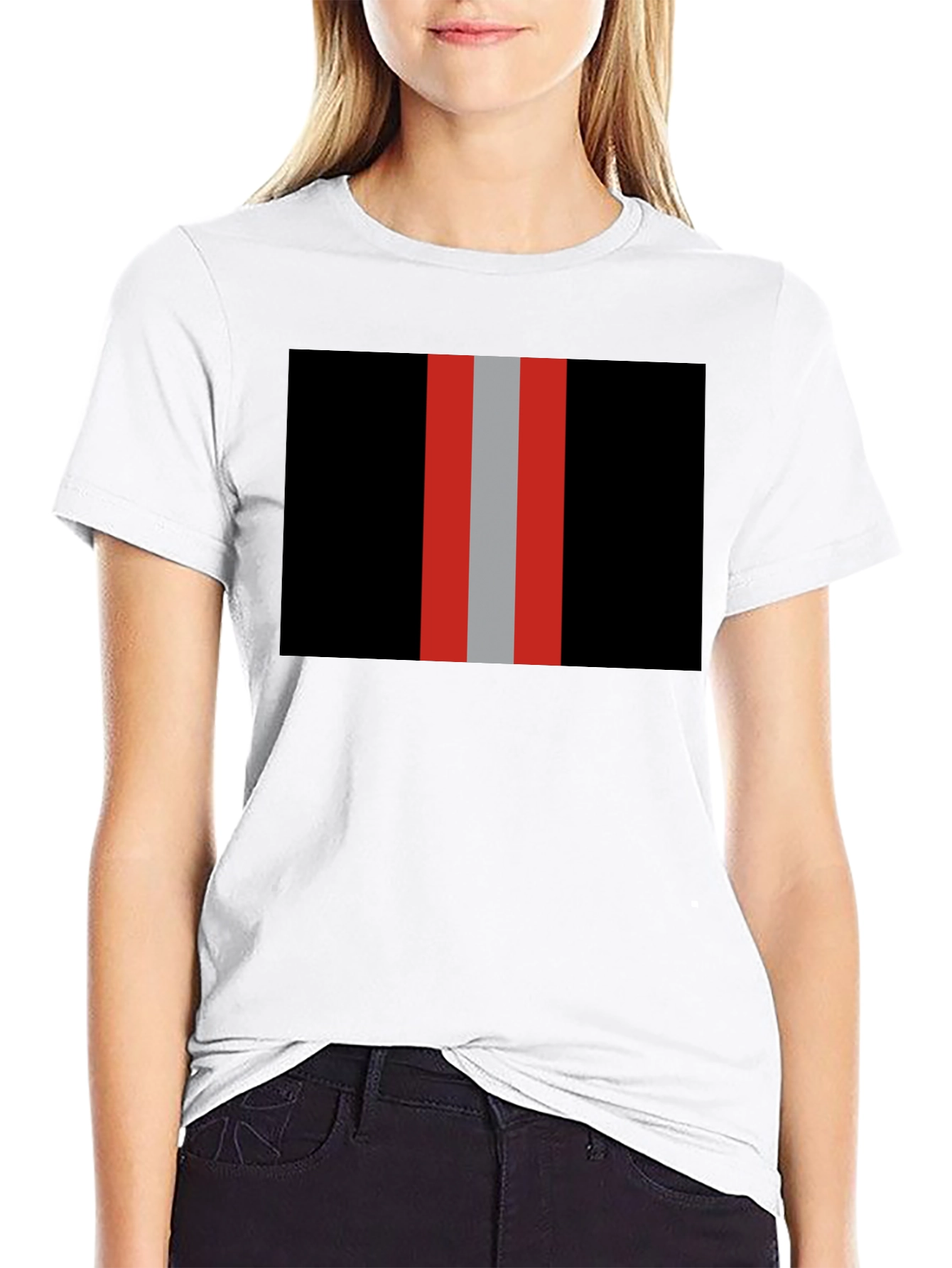 Black Striped Graphic Tee - Black with Bold Stripes view 9
