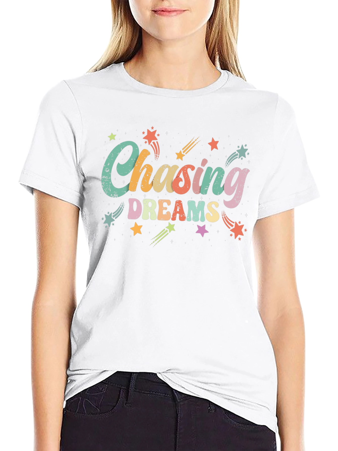 Black Chasing Dreams Graphic Tee - Black Cotton T-Shirt view 9