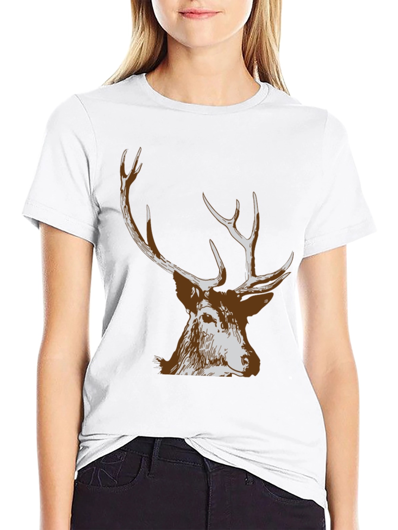 Black Men's Black Deer Graphic T-Shirt view 9